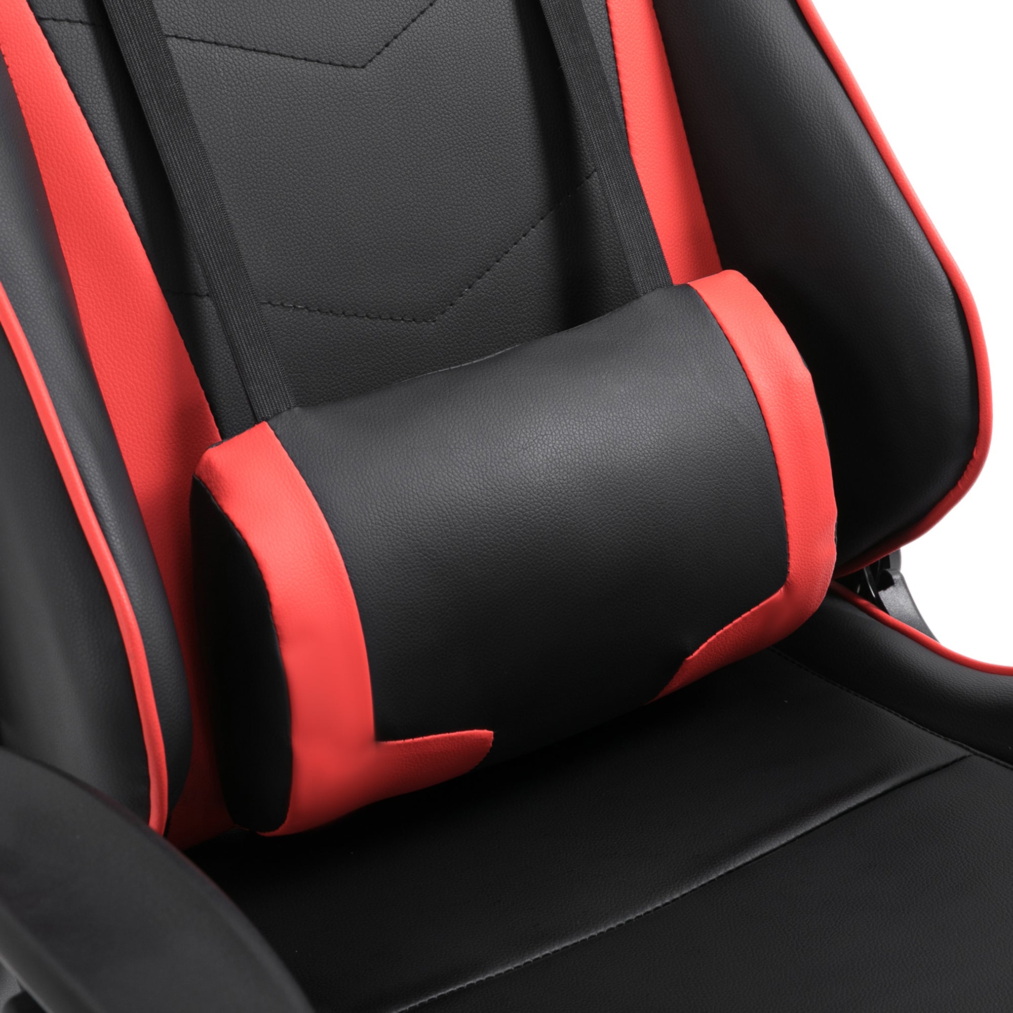 HOMCOM High-Back Gaming Chair Swivel Home Office Computer Racing Gamer Recliner Chair Faux Leather with Footrest, Wheels, Red Black