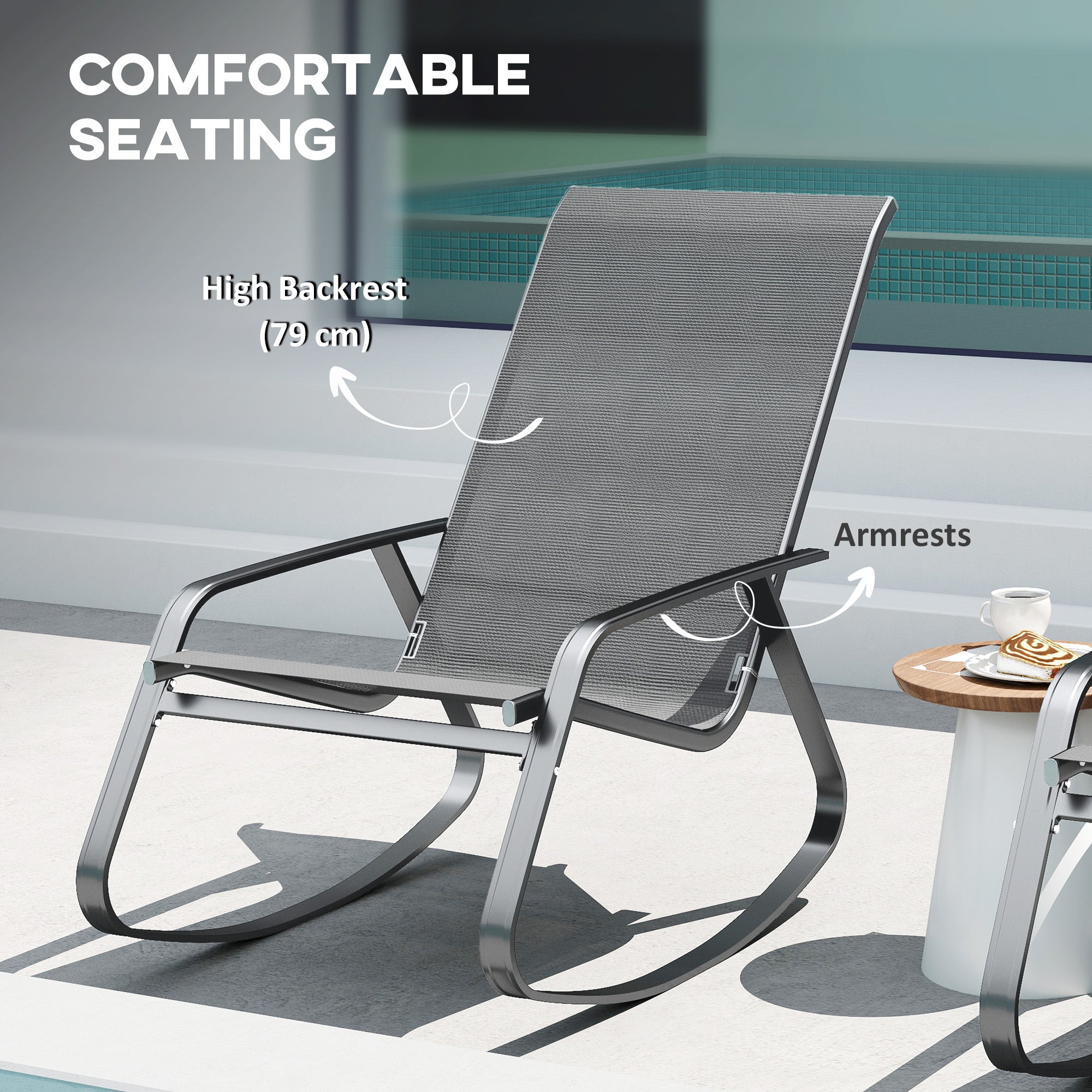 Outsunny Rocking Garden Chair - Grey - North Peak Garden Furniture