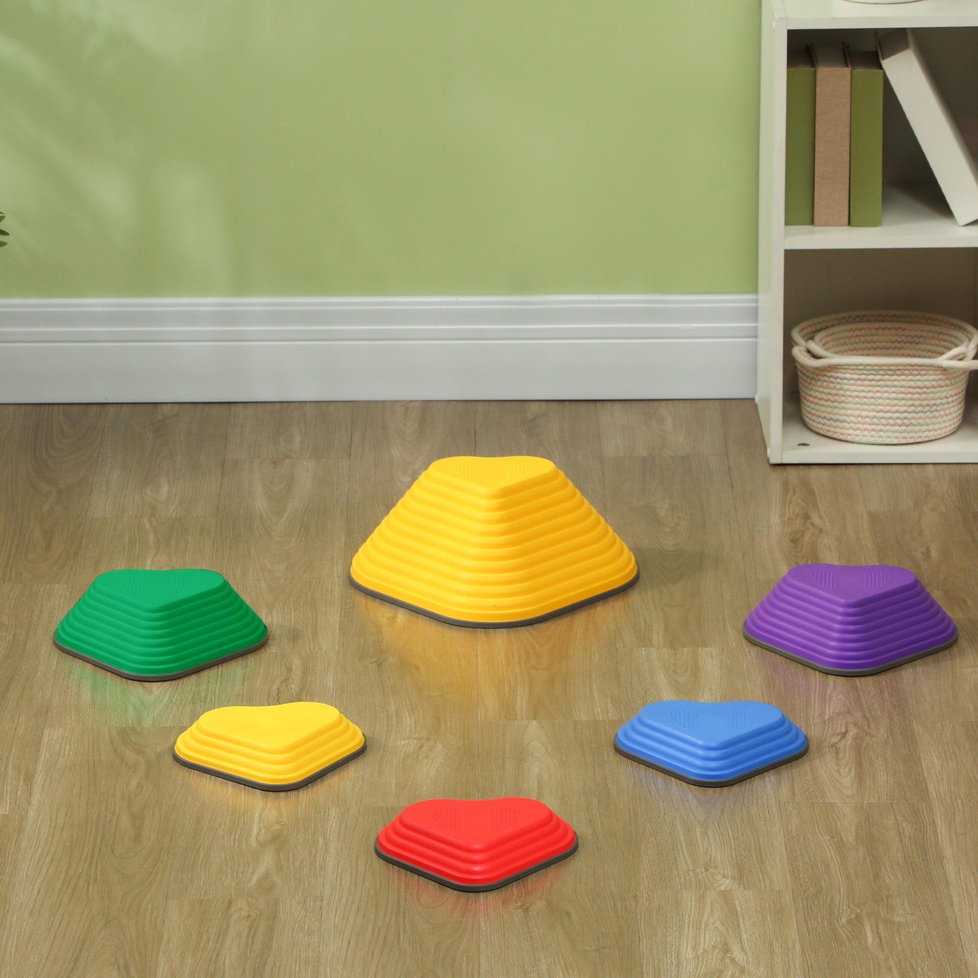 AIYAPLAY 6-Piece Heart-Shaped Kids Balance Stepping Stones and Motor Skills, Multicoloured - North Peak Garden Furniture