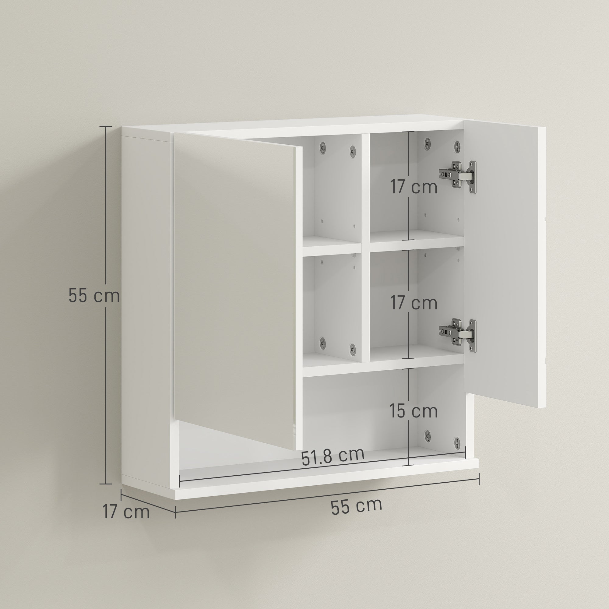 kleankin Wall Mounted Bathroom Storage Cupboard - White - North Peak Garden Furniture