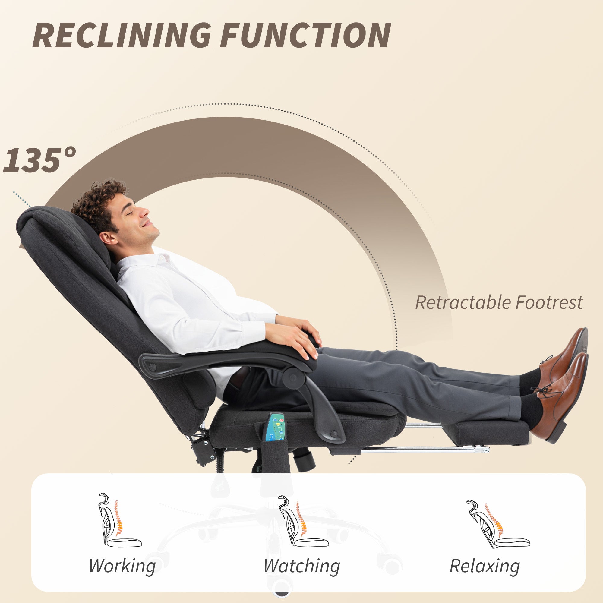 Vinsetto Six-Point Massage and Heated Office Chair - Black