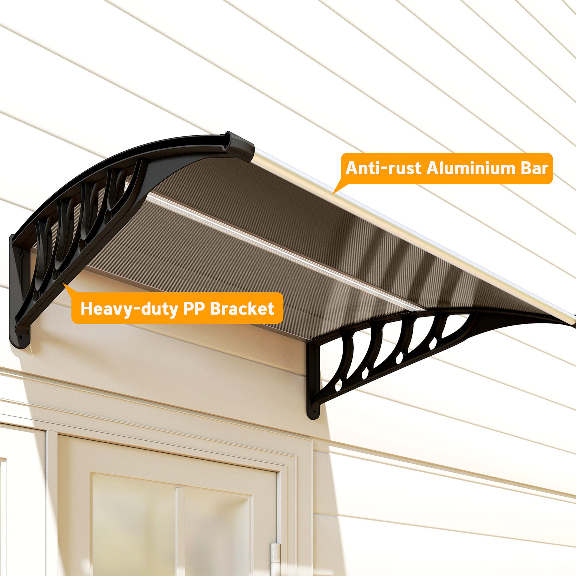 Outsunny Front Door Canopy, Outdoor Awning, Rain Shelter for Window, Porch and Front/Back Door, 103 x 96.5 cm, Brown