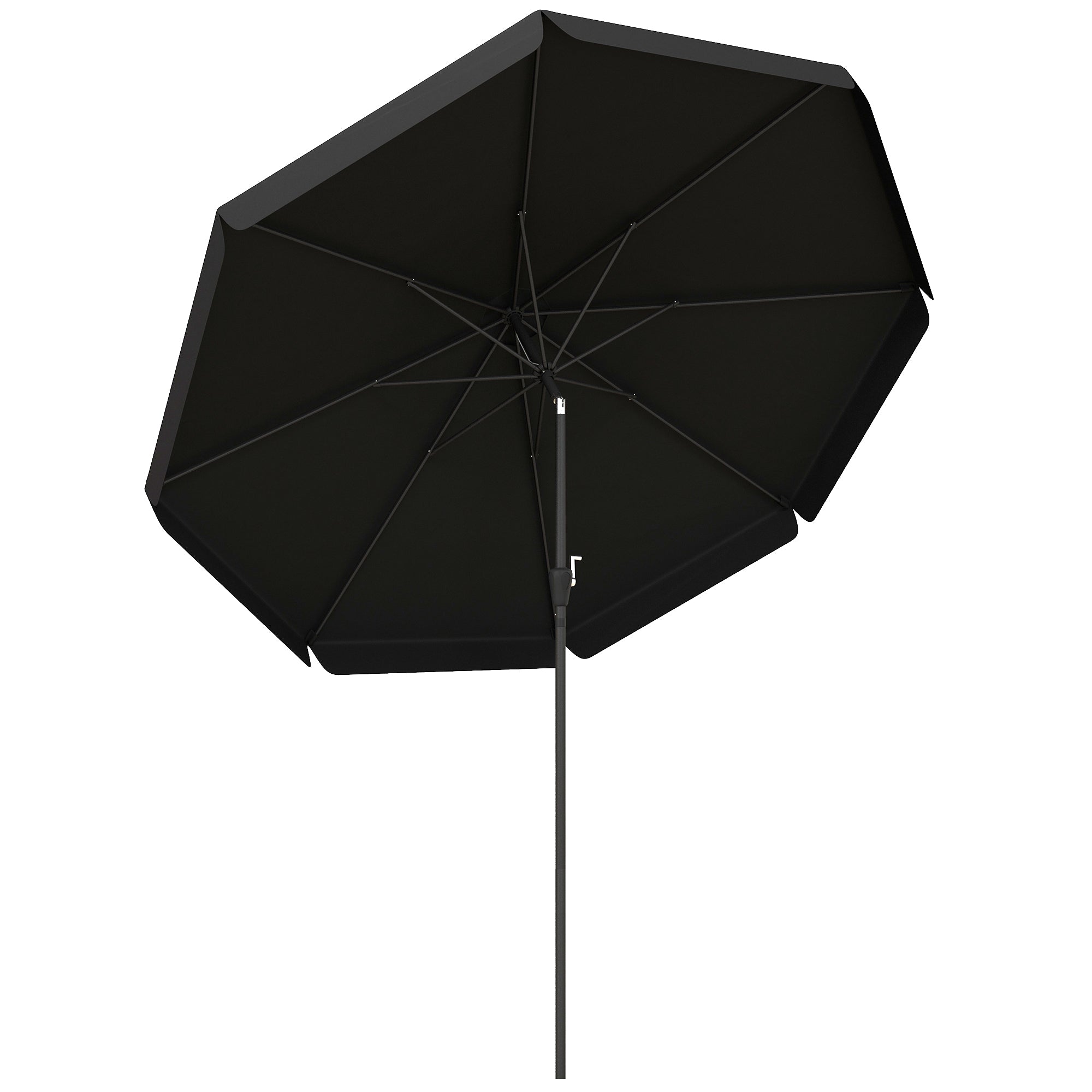 Outsunny 2.7m Patio Parasol Garden Umbrellas Outdoor Sun Shade Table Umbrella with Tilt, Crank, 8 Ribs, Ruffles, Black - North Peak Garden Furniture