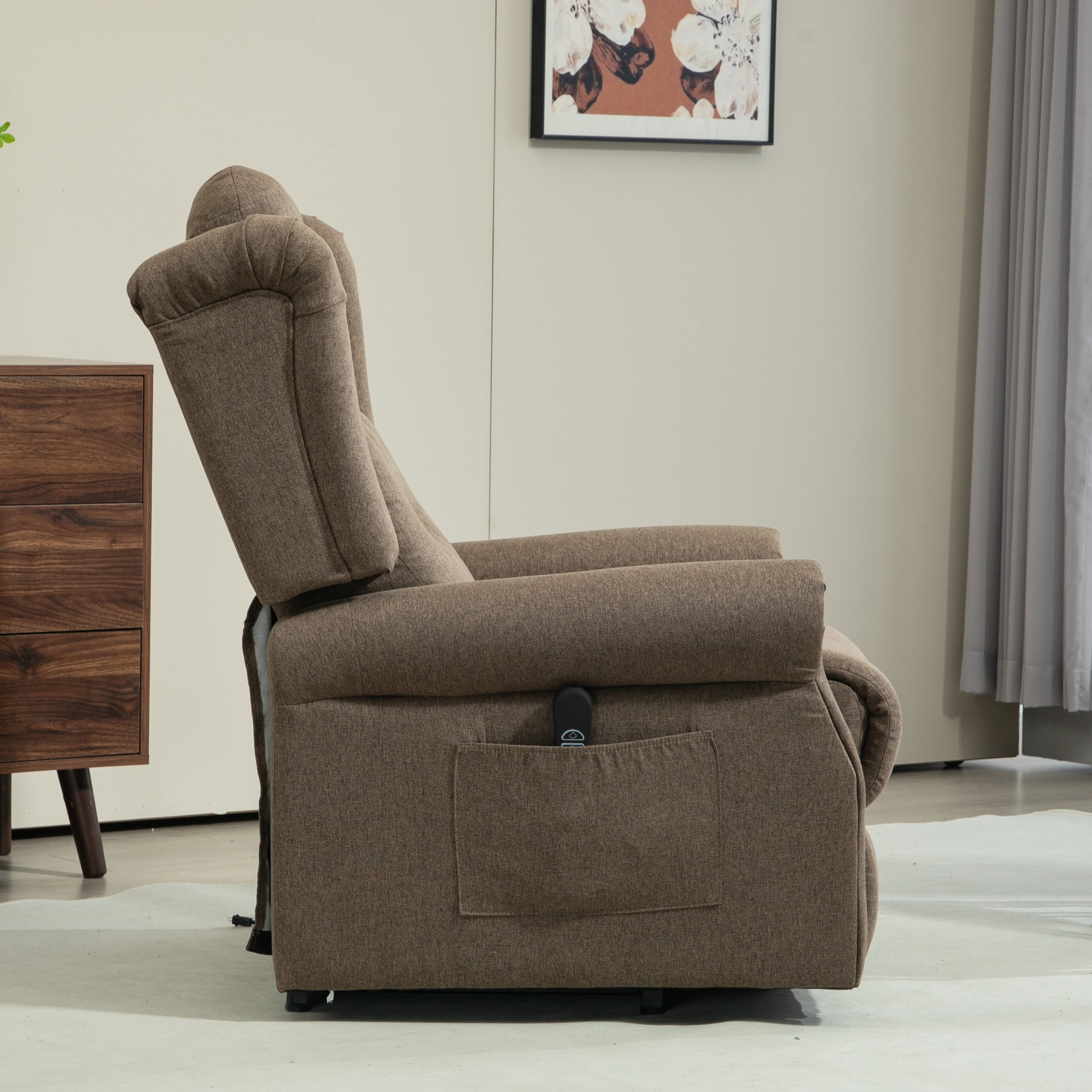 HOMCOM 45° Lifting Riser and Recliner Armchair  - Dark Brown