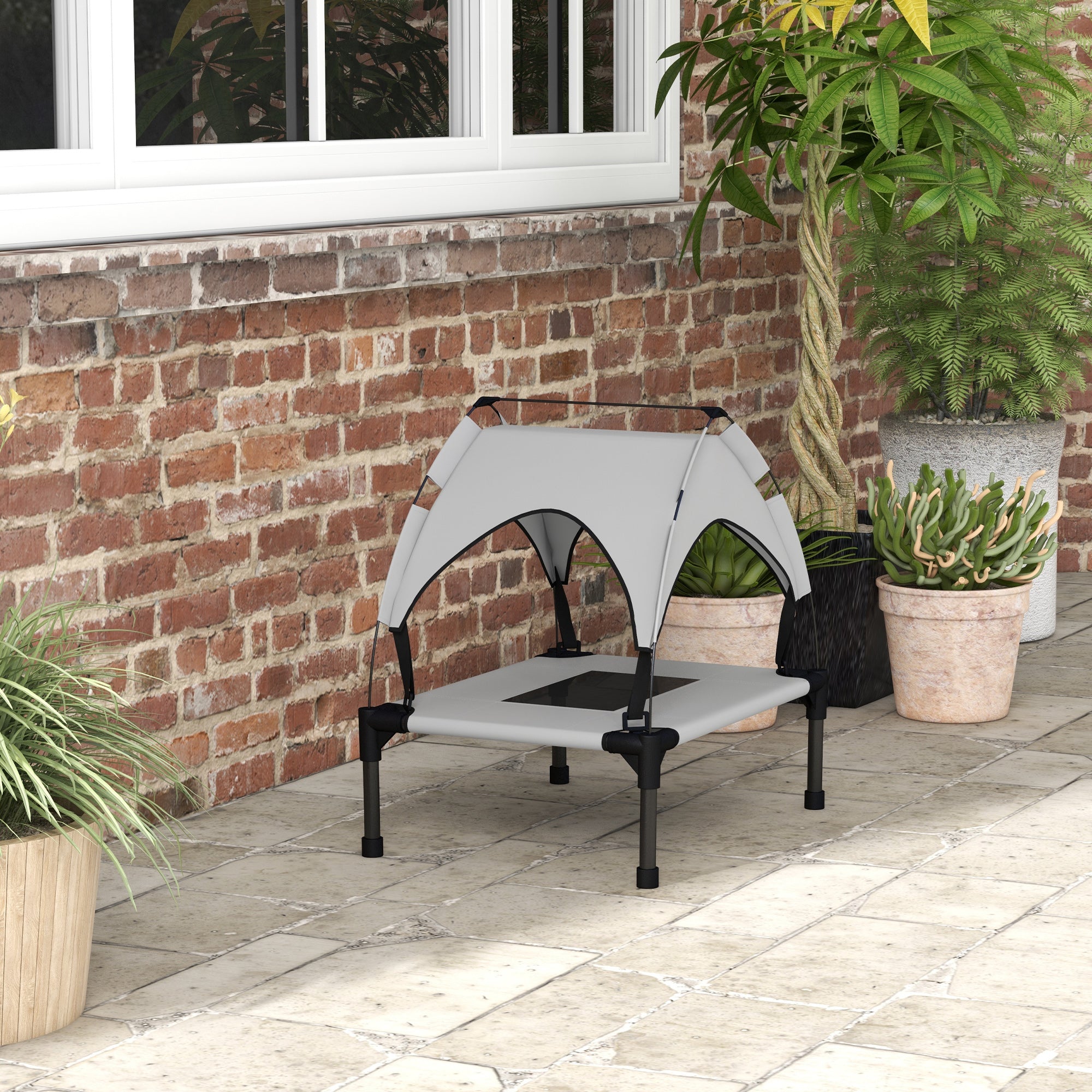 PawHut Cooling Raised Pet Bed w/ Washable Breathable Mesh, for Mini Small Dogs, 61 x 46 x 63cm - Light Grey - North Peak Garden Furniture