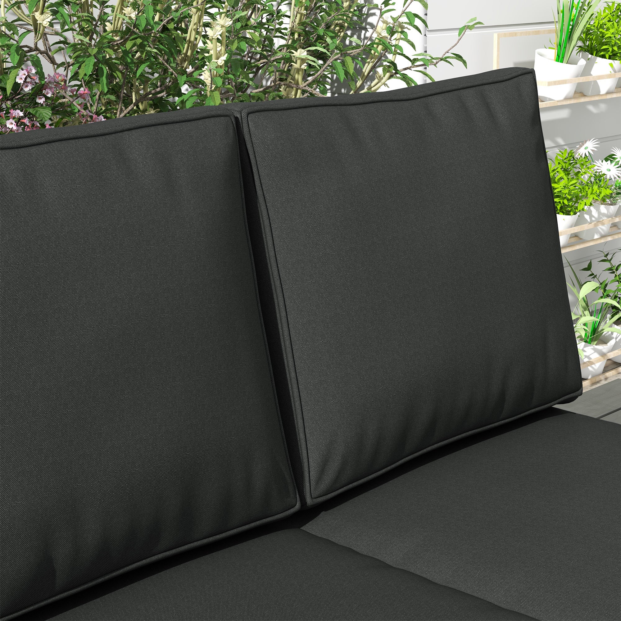 Outsunny Replacement Cushion Set for Patio Chairs, 3-Piece Back and Seat Pillows, Indoor Outdoor Use, Charcoal Grey | Aosom UK