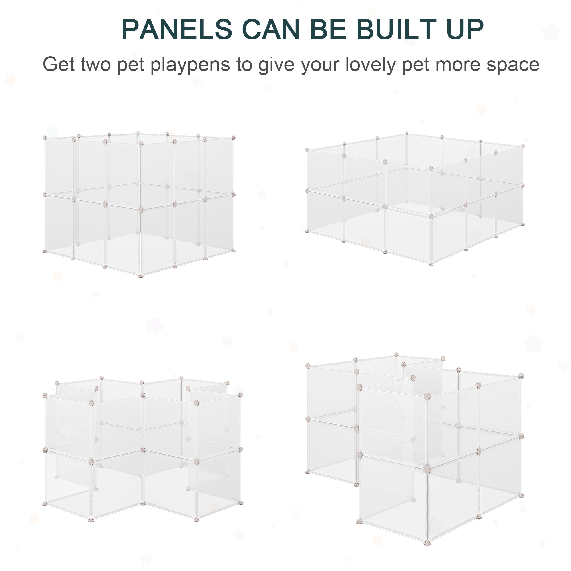 PawHut Pet Playpen DIY Small Animal Cage Open Enclosure Portable Plastic Fence 12 Panels for Hedgehog Bunny Chinchilla Guinea Pig White - North Peak Garden Furniture