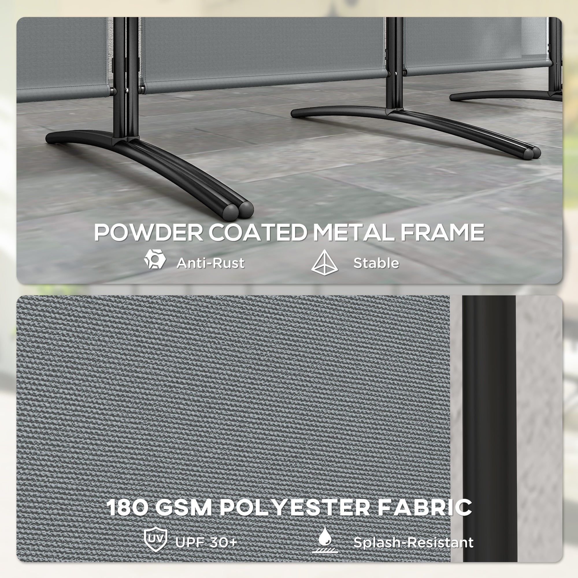 Outsunny 6 Panel Folding Room Divider Foldable Freestanding Garden Privacy Screen, 332 x 172 cm, Dark Grey