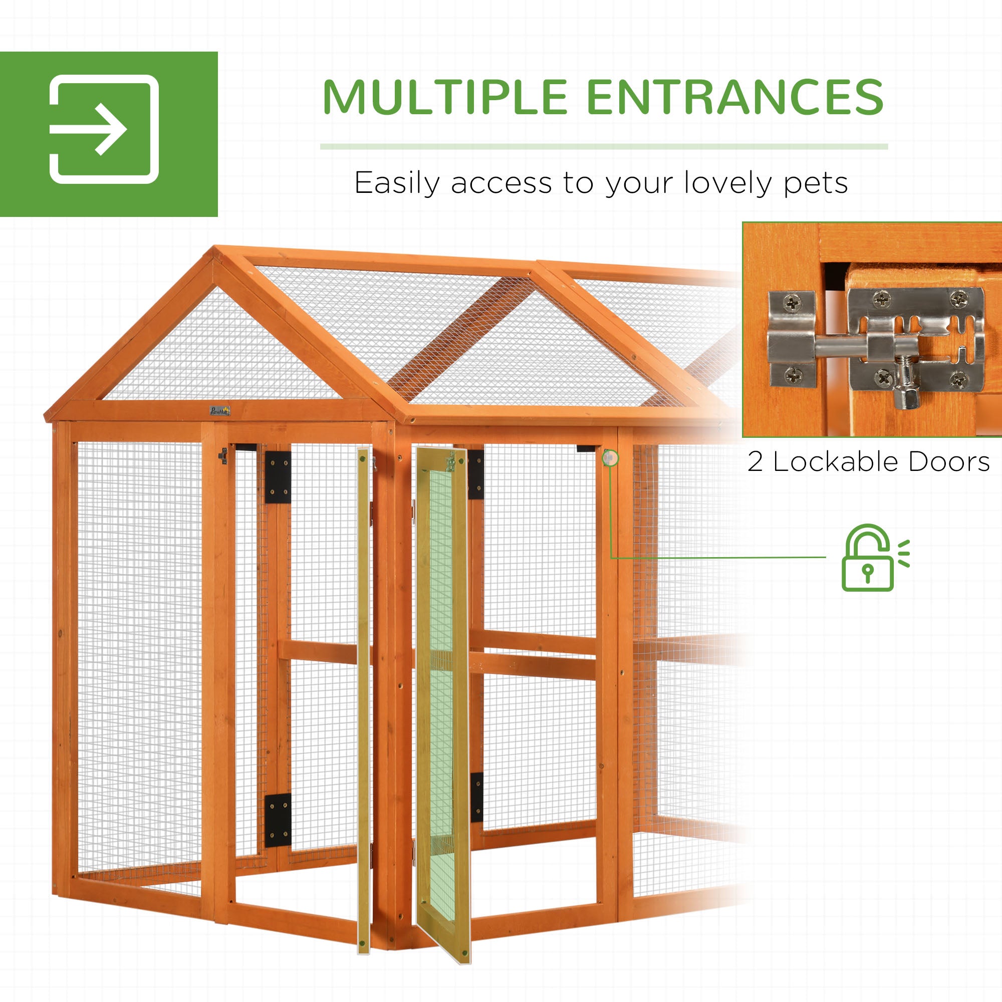 PawHut Large Chicken Run, Wooden Chicken coop, with Combinable Design - Wood Effect - North Peak Garden Furniture