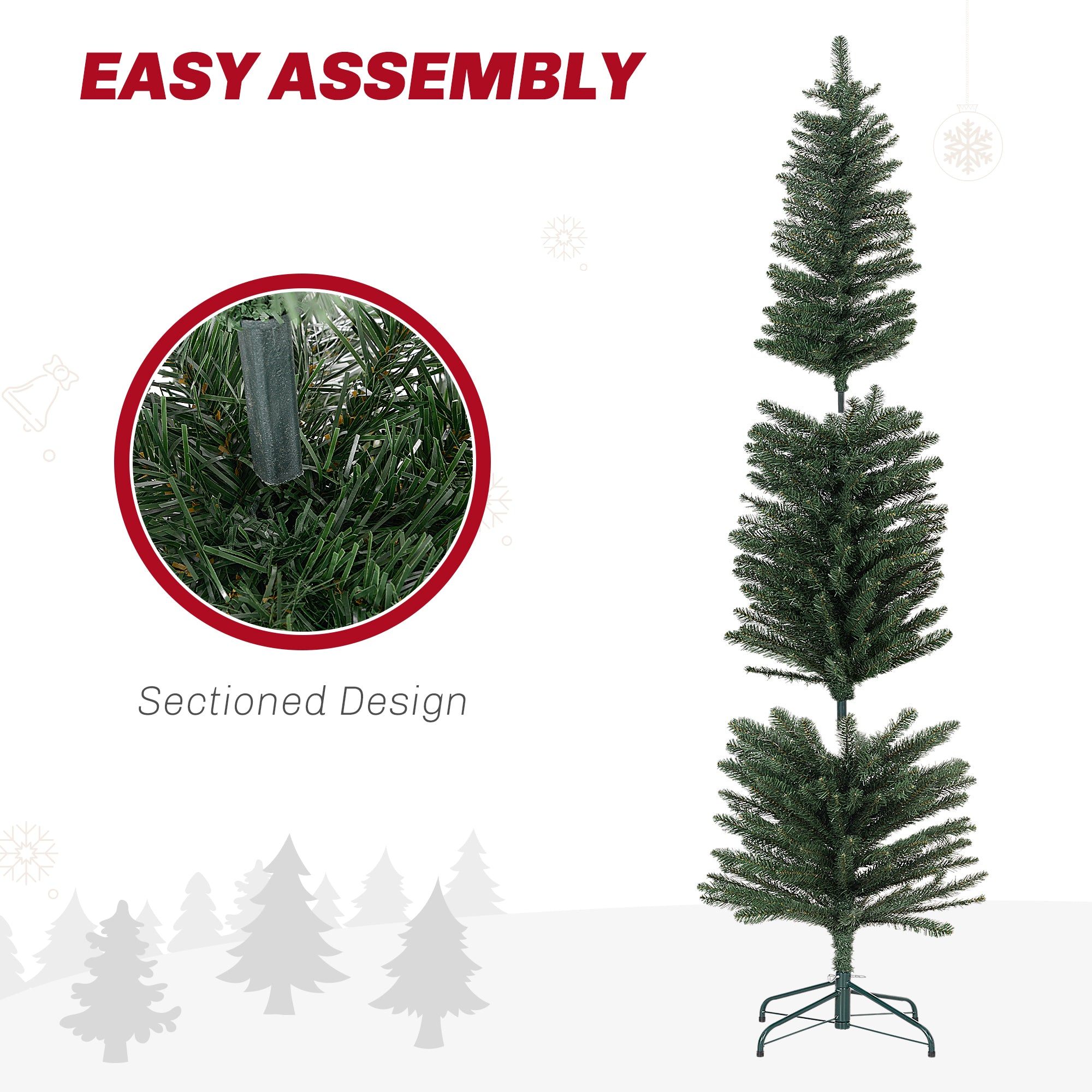 HOMCOM 5ft Artificial Bare Pencil Christmas Tree - Green