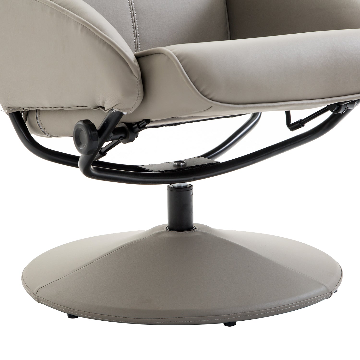 HOMCOM Recliner Chair and Footstool, Swivel PU Leather Upholstered Armchair with Footstool and Adjustable Backrest for Living Room, Bedroom, Grey - North Peak Garden Furniture