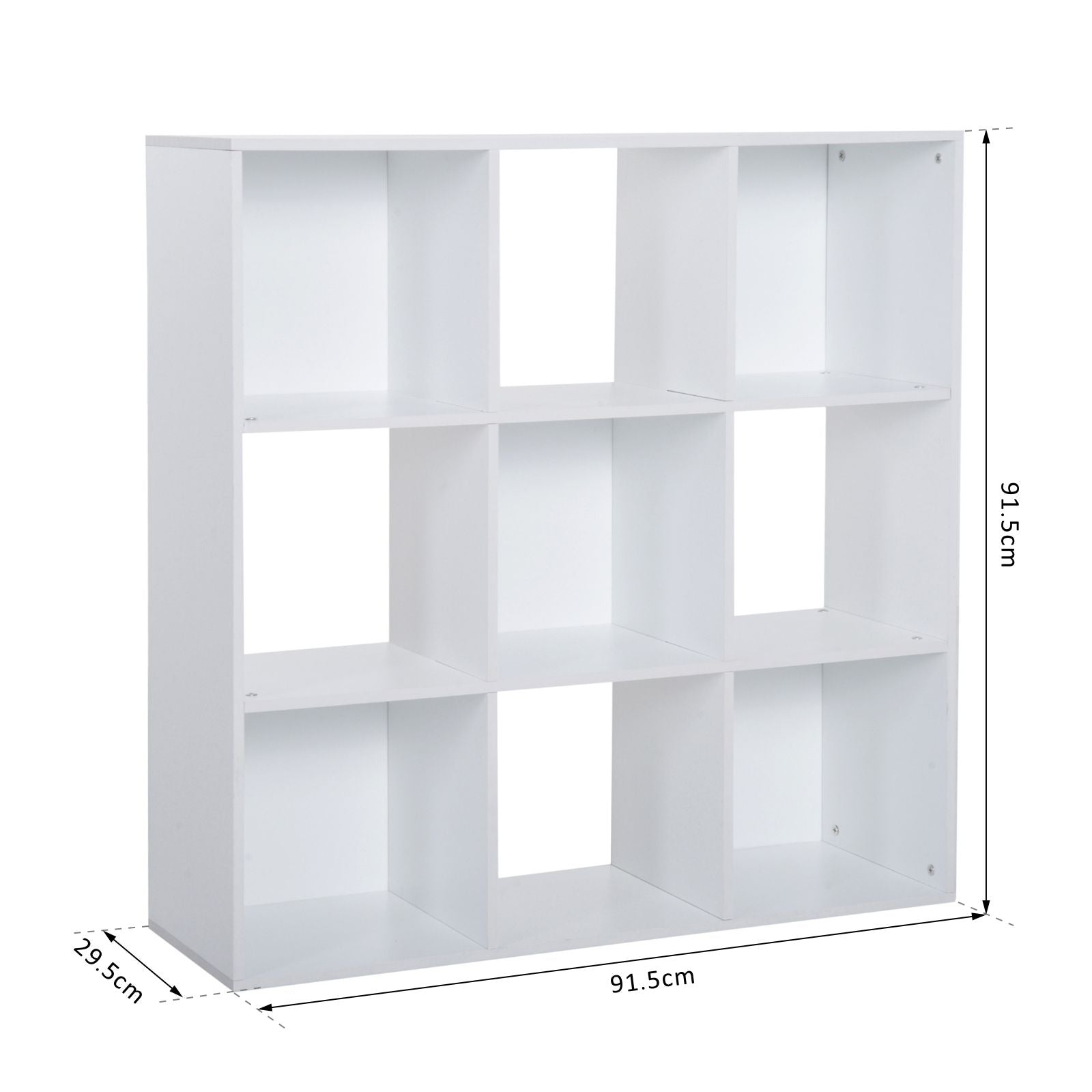HOMCOM 3-tier 9 Cubes Storage Unit Particle Board Cabinet Bookcase Organiser Home Office Shelves White - North Peak Garden Furniture