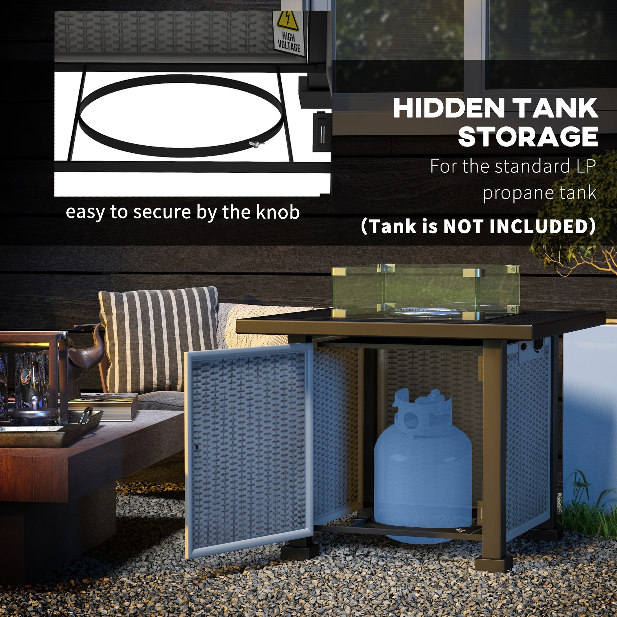 Outsunny 81 x 81cm 50,000 BTU Gas Fire Pit Table - Grey - North Peak Garden Furniture