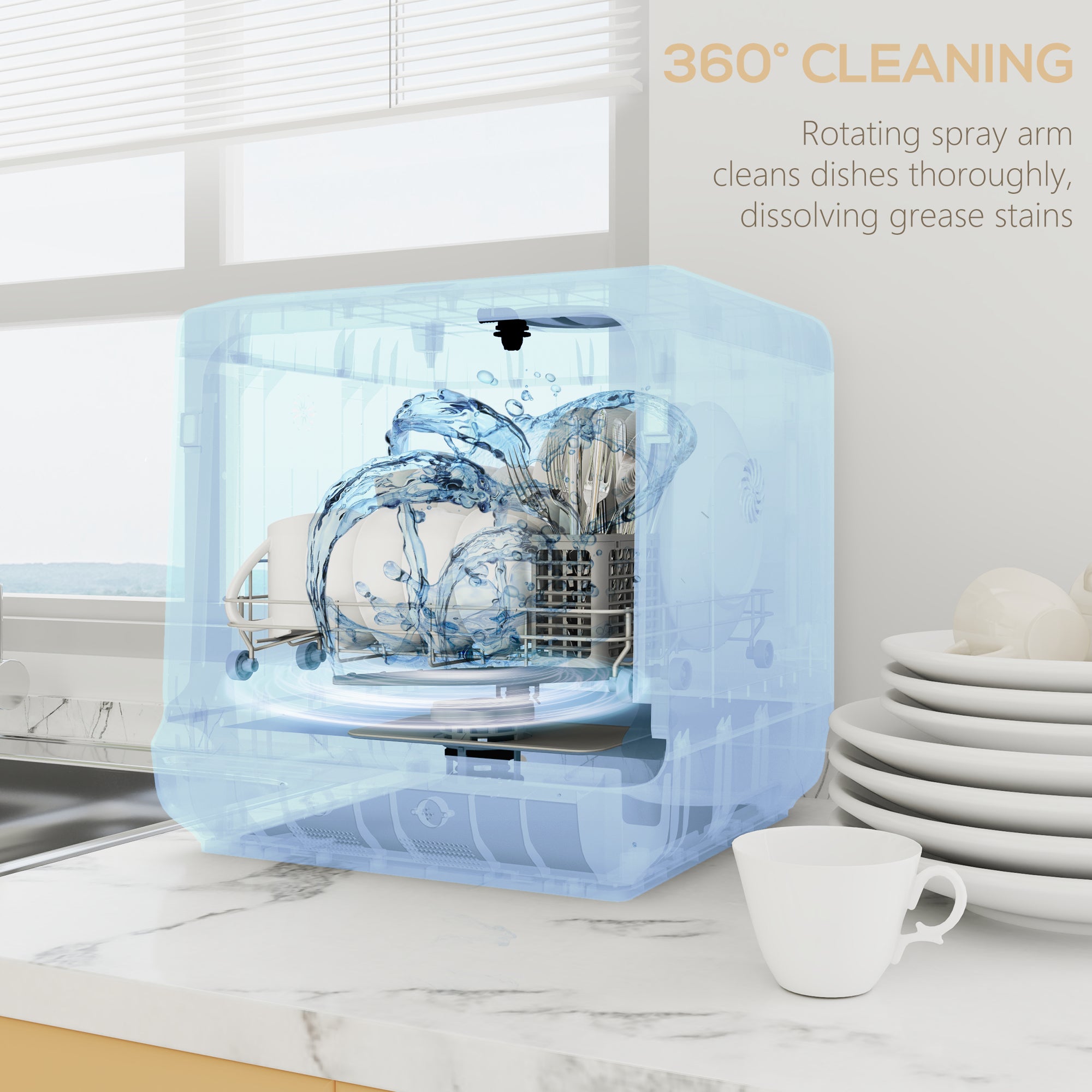 HOMCOM Multi-Program 6L Tabletop Dishwasher