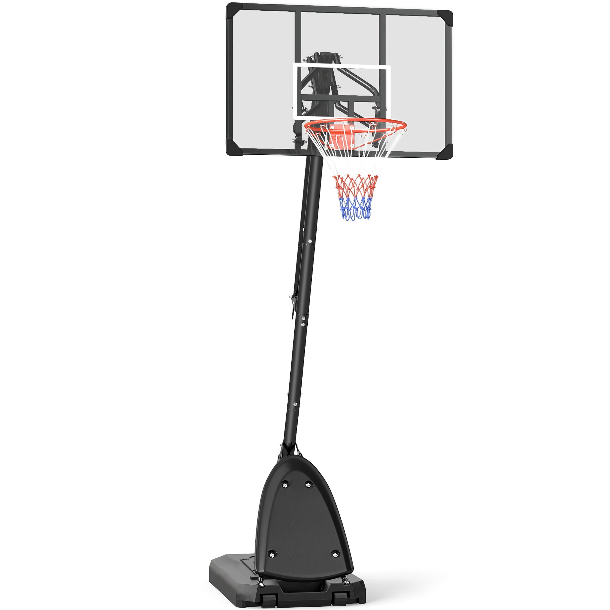 SPORTNOW 2.4-2.9m Adjustable Basketball Hoop and Stand with Weighted Base, Portable on Wheels, Black