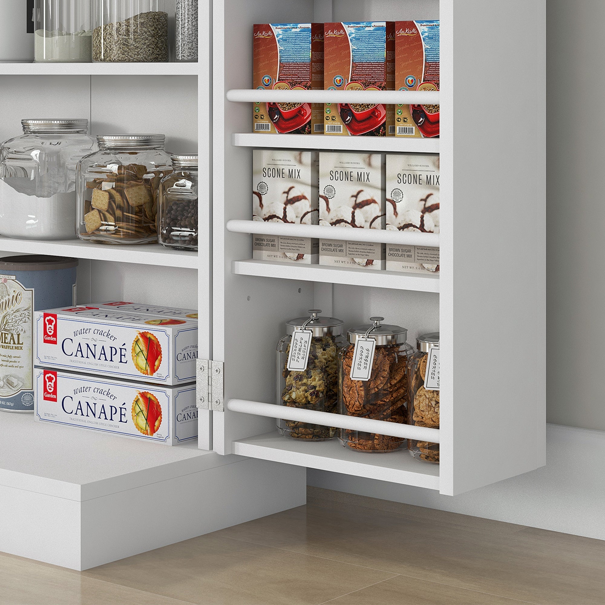 HOMCOM Freestanding Multi-Storage Kitchen Cupboard with Adjustable Shelves White - North Peak Garden Furniture