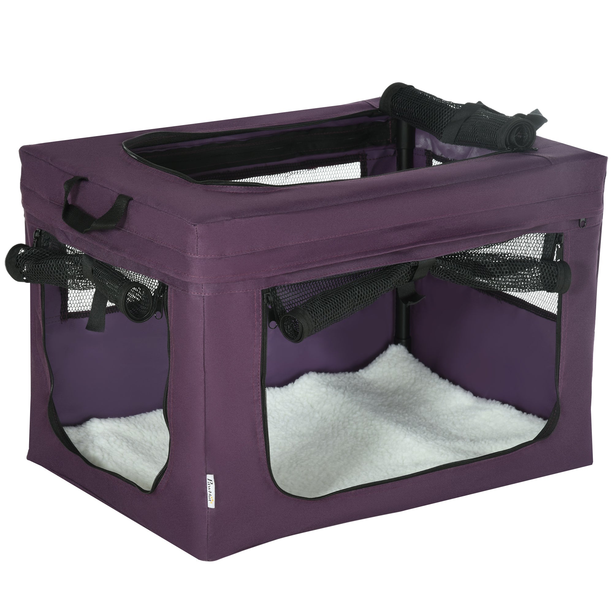 PawHut 60cm Pet Carrier, with Cushion, for Miniature Dogs - Purple - North Peak Garden Furniture