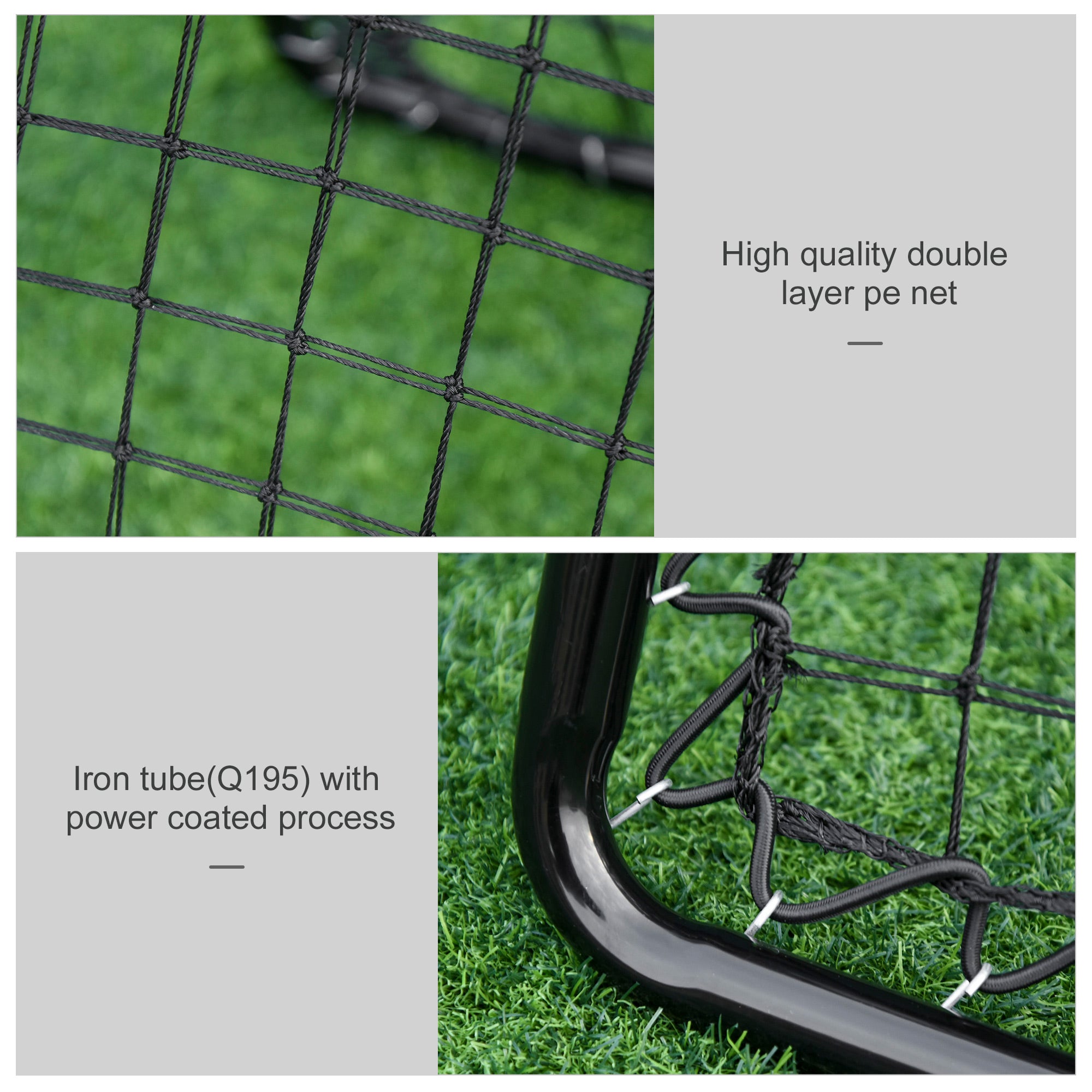 HOMCOM Angle Adjustable Double Sided Rebounder Net Training Aid Target Soccer Goal Kickback For Football, Baseball, Basketball - 75L x 75W cm - North Peak Garden Furniture