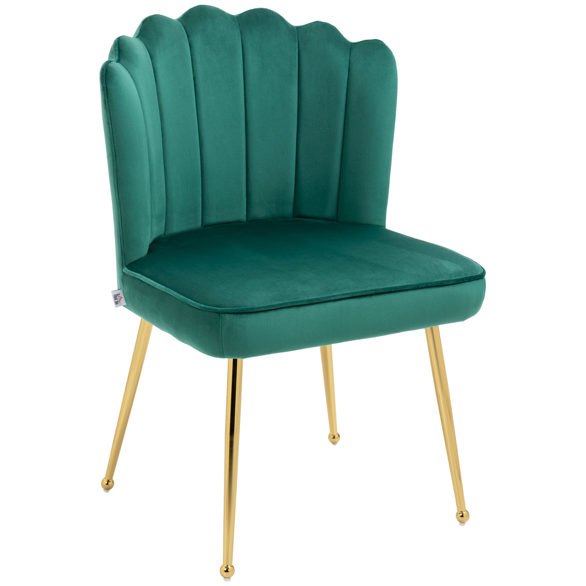 HOMCOM Velvet-Feel Shell Accent Chair - Green - North Peak Garden Furniture