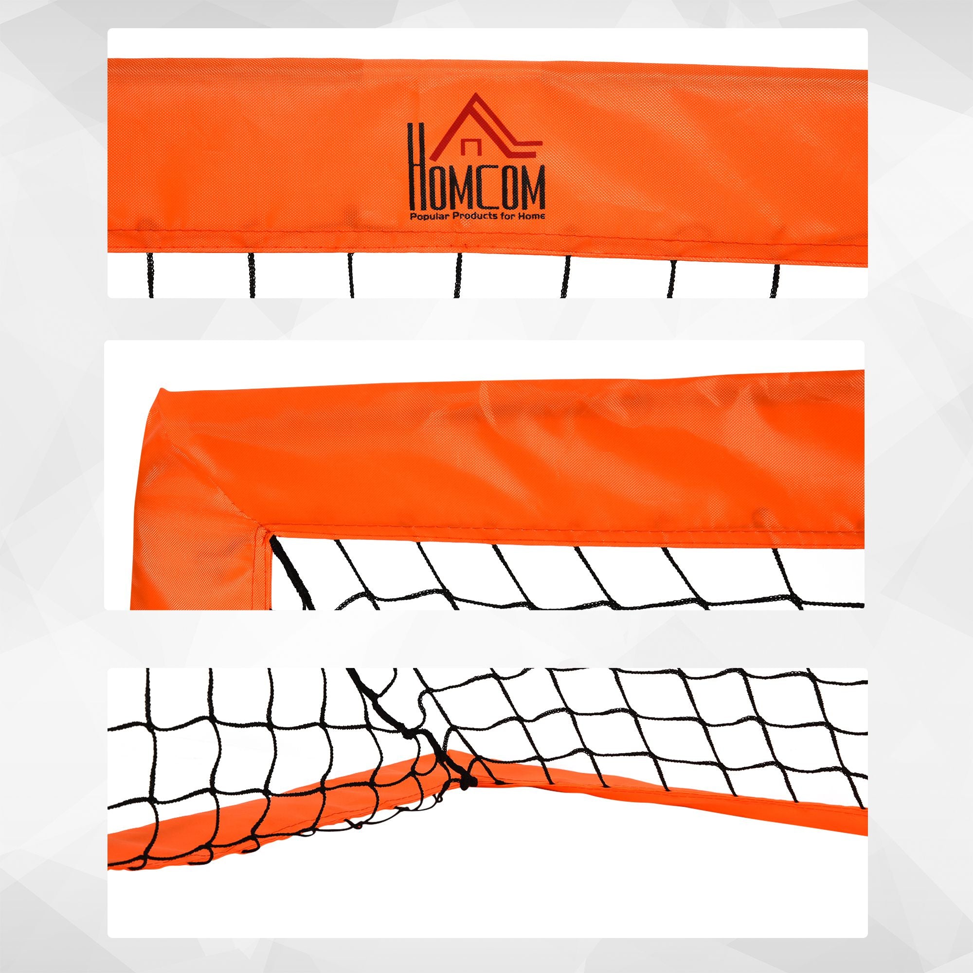 HOMCOM Set of 2 Football Goal Net 6 x 3 ft Foldable Outdoor Sport Training Teens Adults Football with Carrying Bag Orange