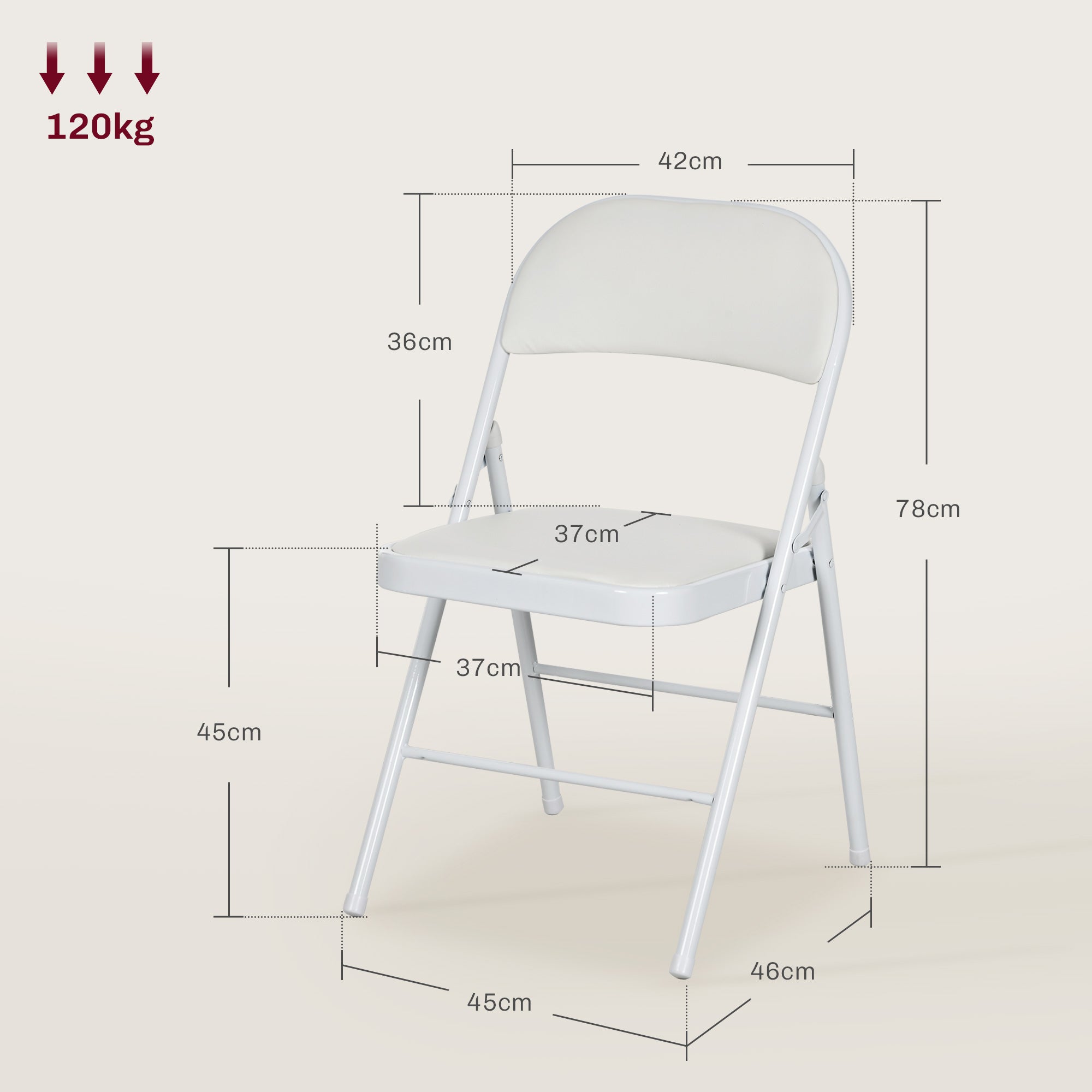HOMCOM Set of Two Cushioned Steel Folding Chairs - White - North Peak Garden Furniture