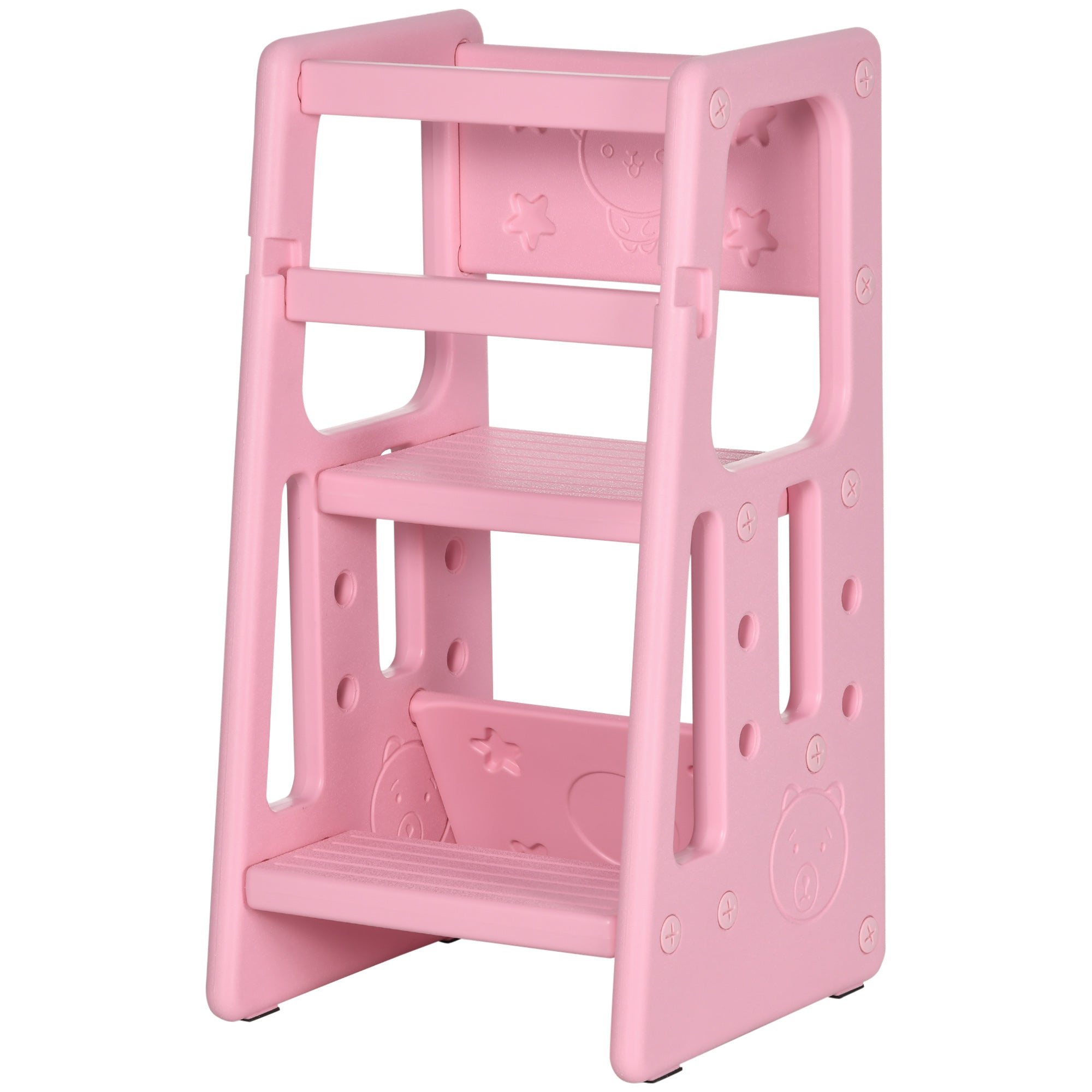 HOMCOM Kids Step Stool, Adjustable Standing Platform, Toddler Kitchen Stool