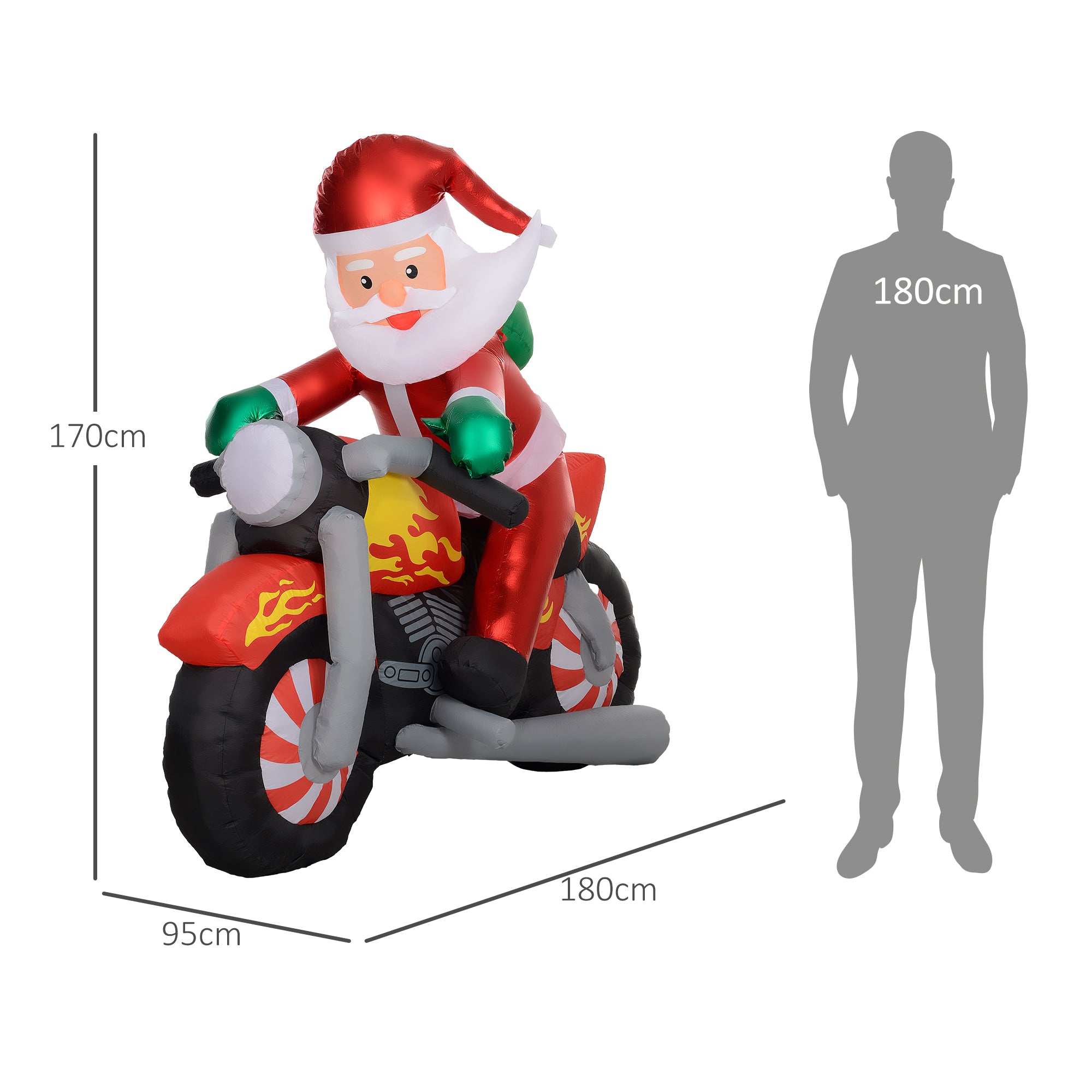 Outsunny 5.6ft Inflatable Santa Claus Motorcycle Decoration - North Peak Garden Furniture
