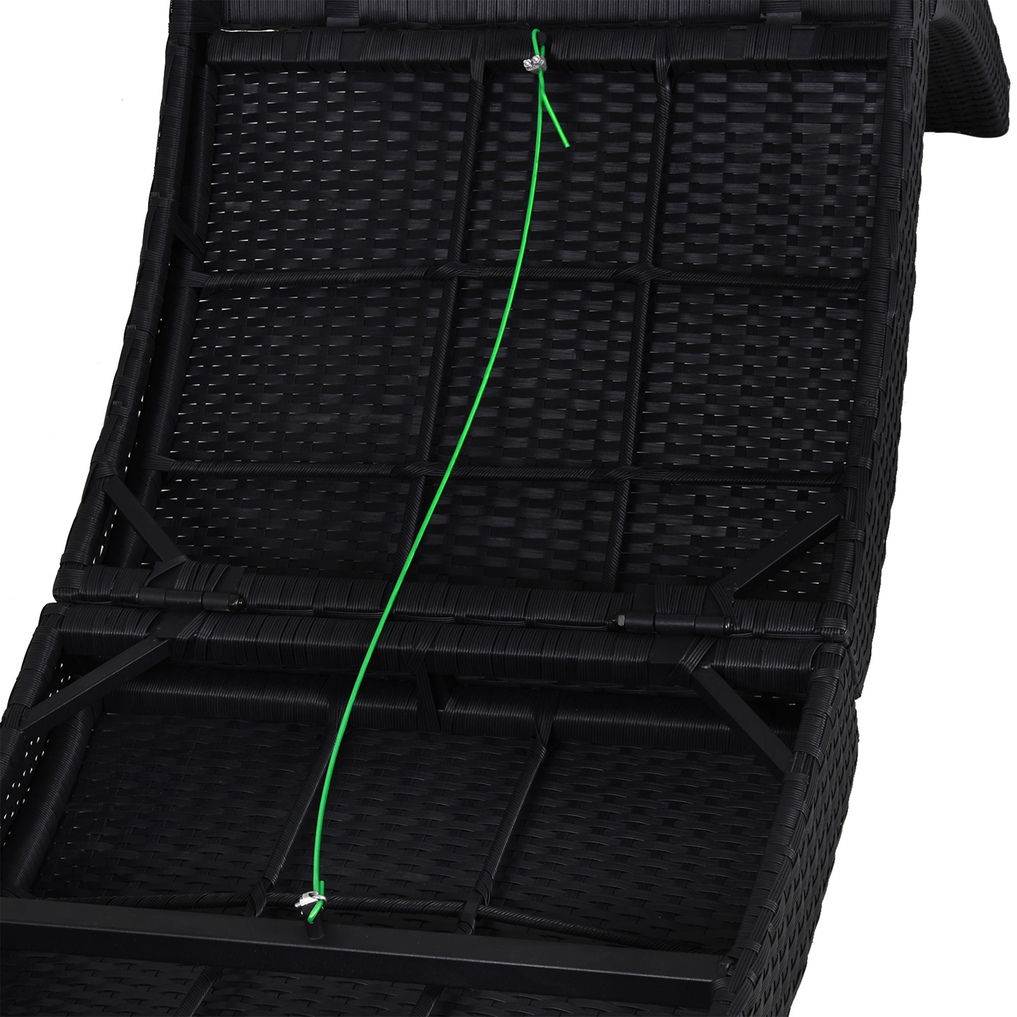 Outsunny Outdoor Foldable PE Rattan Sun Lounger with Soft Padded Cushion, Ergonomic Curved Design Sun Bed for Balcony, Garden, Black - North Peak Garden Furniture
