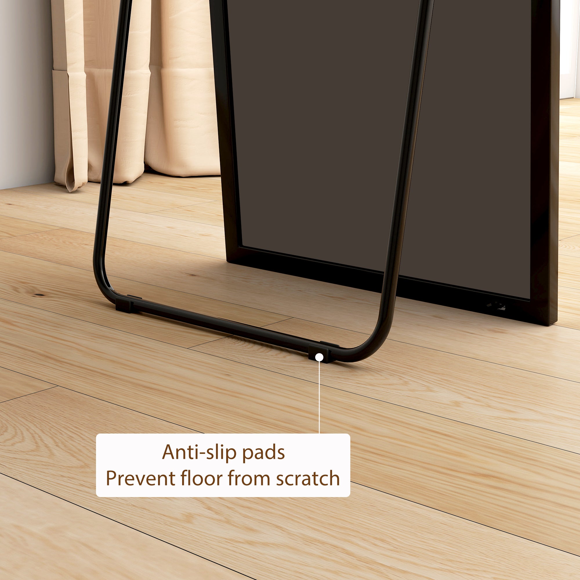 HOMCOM Full Length Mirror, Aluminium Alloy Framed Full Body Mirror with Tempered Glass, Standing or Wall Hanging, Black