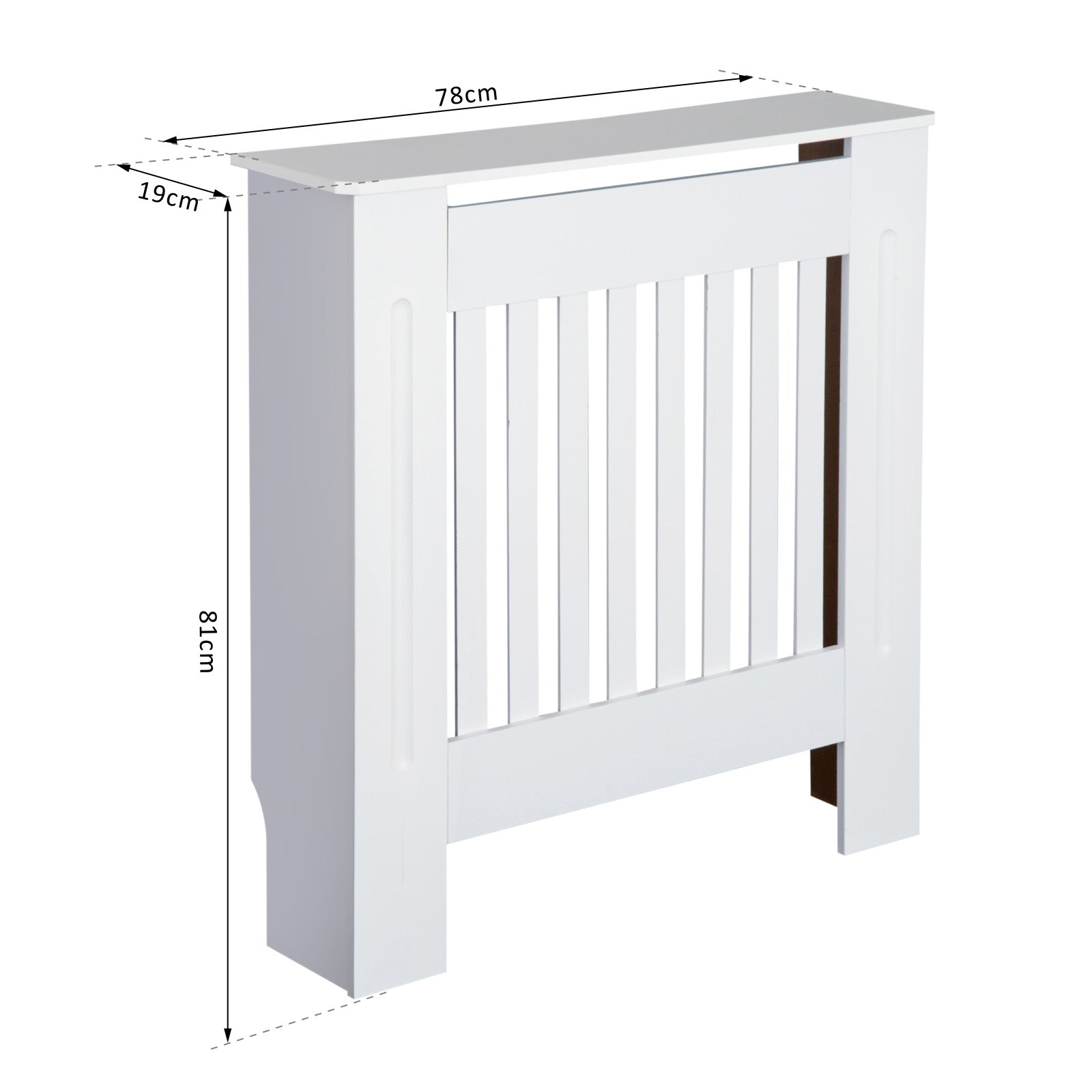 HOMCOM MDF Radiator Cover Wooden Cabinet Shelving Home Office Vertical Slatted Vent White 78L x 19W x 81H - North Peak Garden Furniture