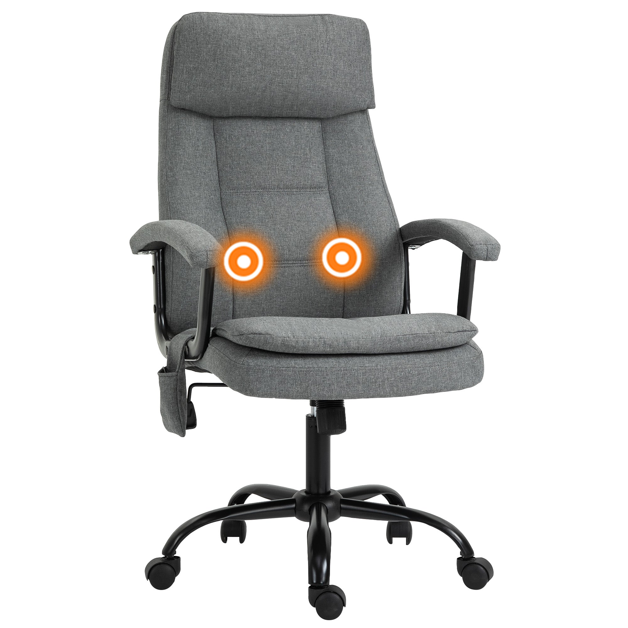 Vinsetto Office Chair, Linen Fabric Desk Chair with 2 Point Massage in Lumbar, Adjustable Height, Rolling Wheels, Grey