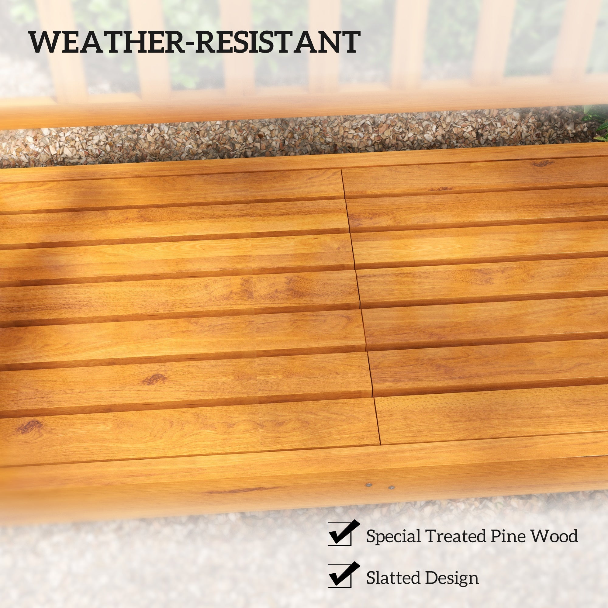 Outsunny Wooden Bench with Liftable Middle Table, Outdoor Bench, Patio Loveseat for Porch, Garden, Seats 2-3 People