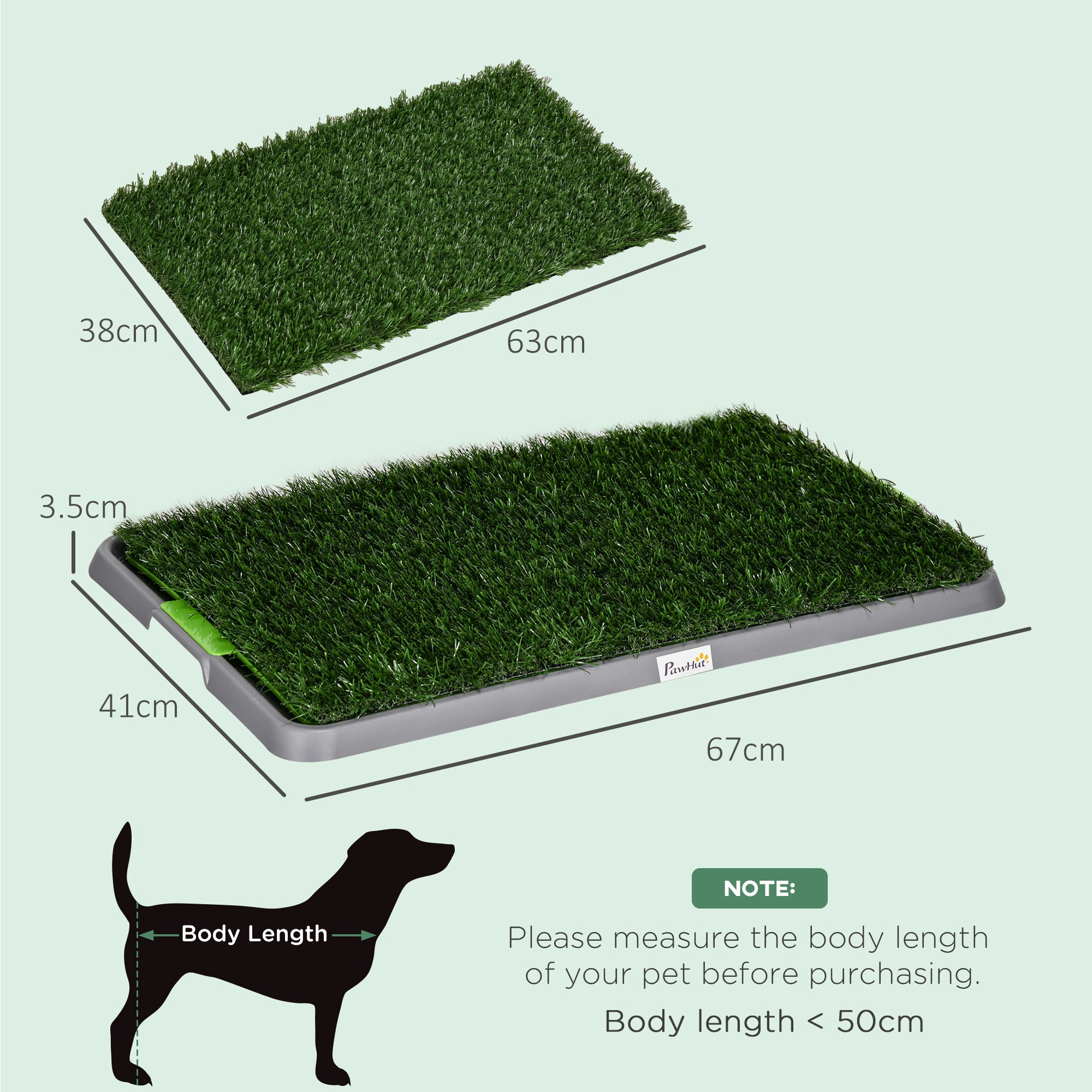 PawHut Artificial Grass Dog Toilet with Tray for Potty Training Indoor Outdoor, 2 Packs, 67 x 41cm - North Peak Garden Furniture