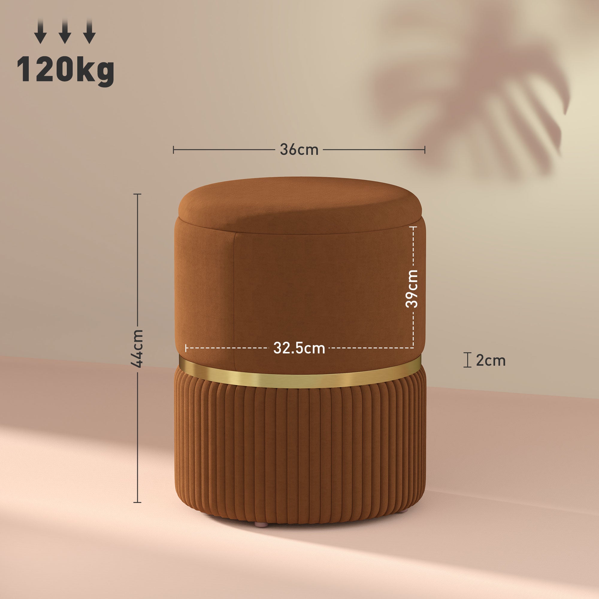 HOMCOM Velvet-Feel Storage Ottoman - Brown - North Peak Garden Furniture