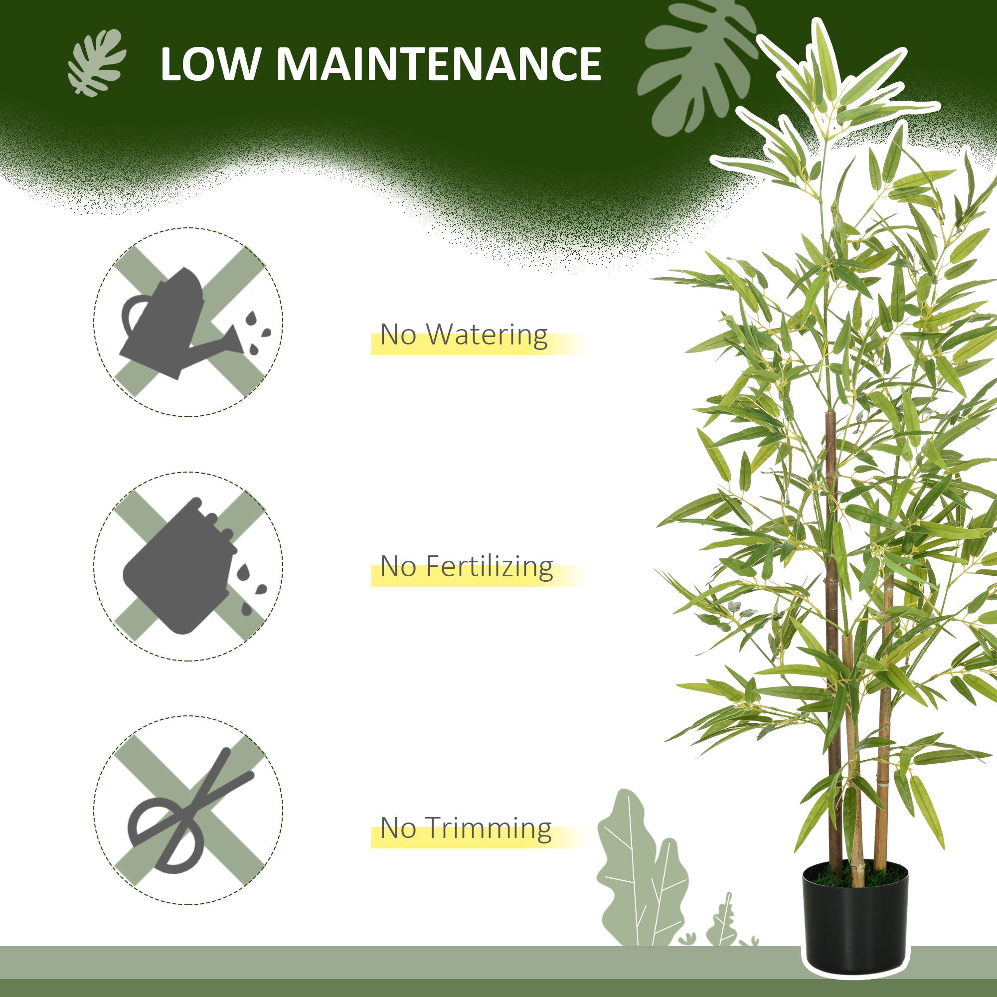 HOMCOM Artificial Plant Bamboo Artificial Tree Height 120 cm with Pot for Home Indoor Decor - North Peak Garden Furniture