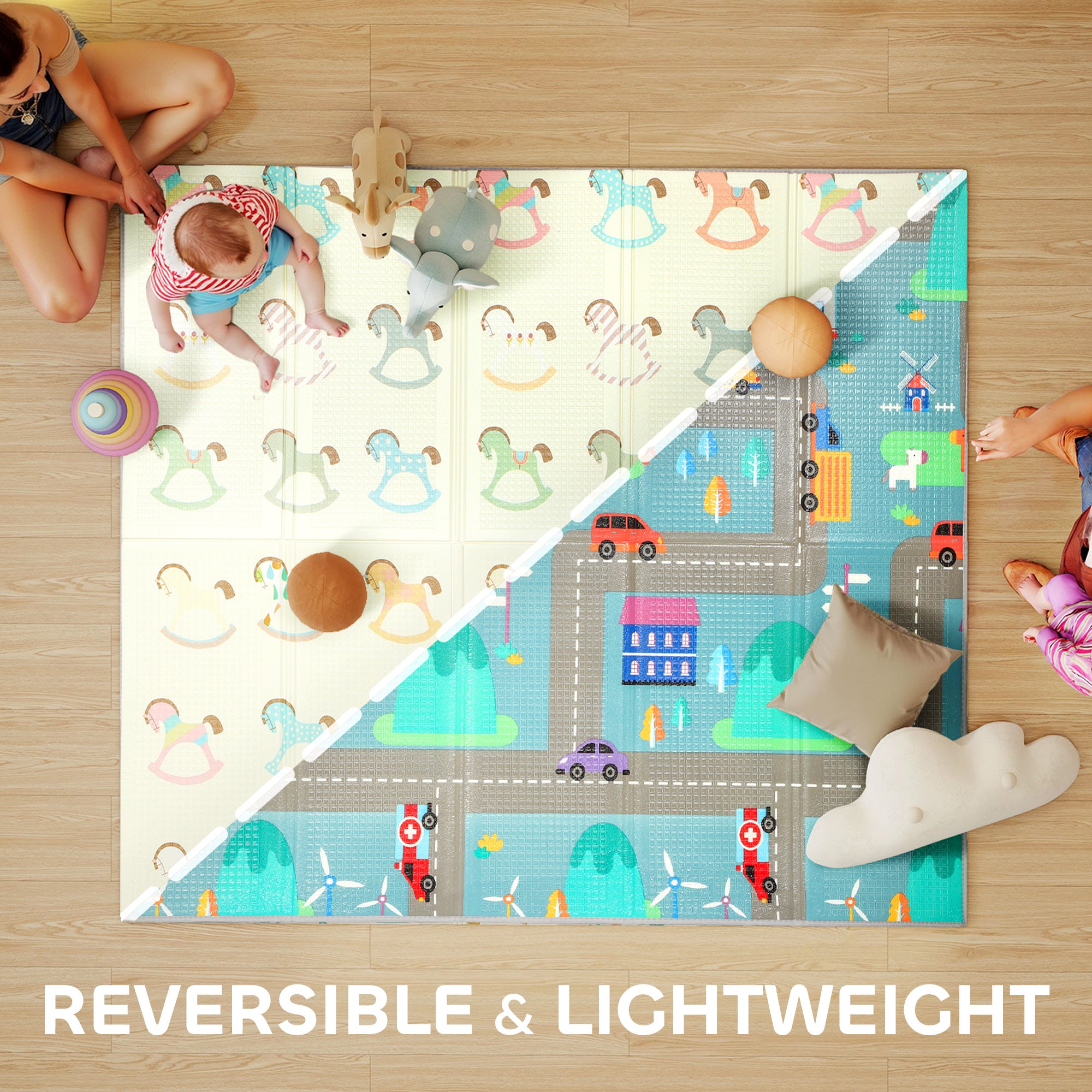 AIYAPLAY Foldable Double-Sided Baby Play Mat, for Toddlers, Bedrooms, Nurseries, Playrooms