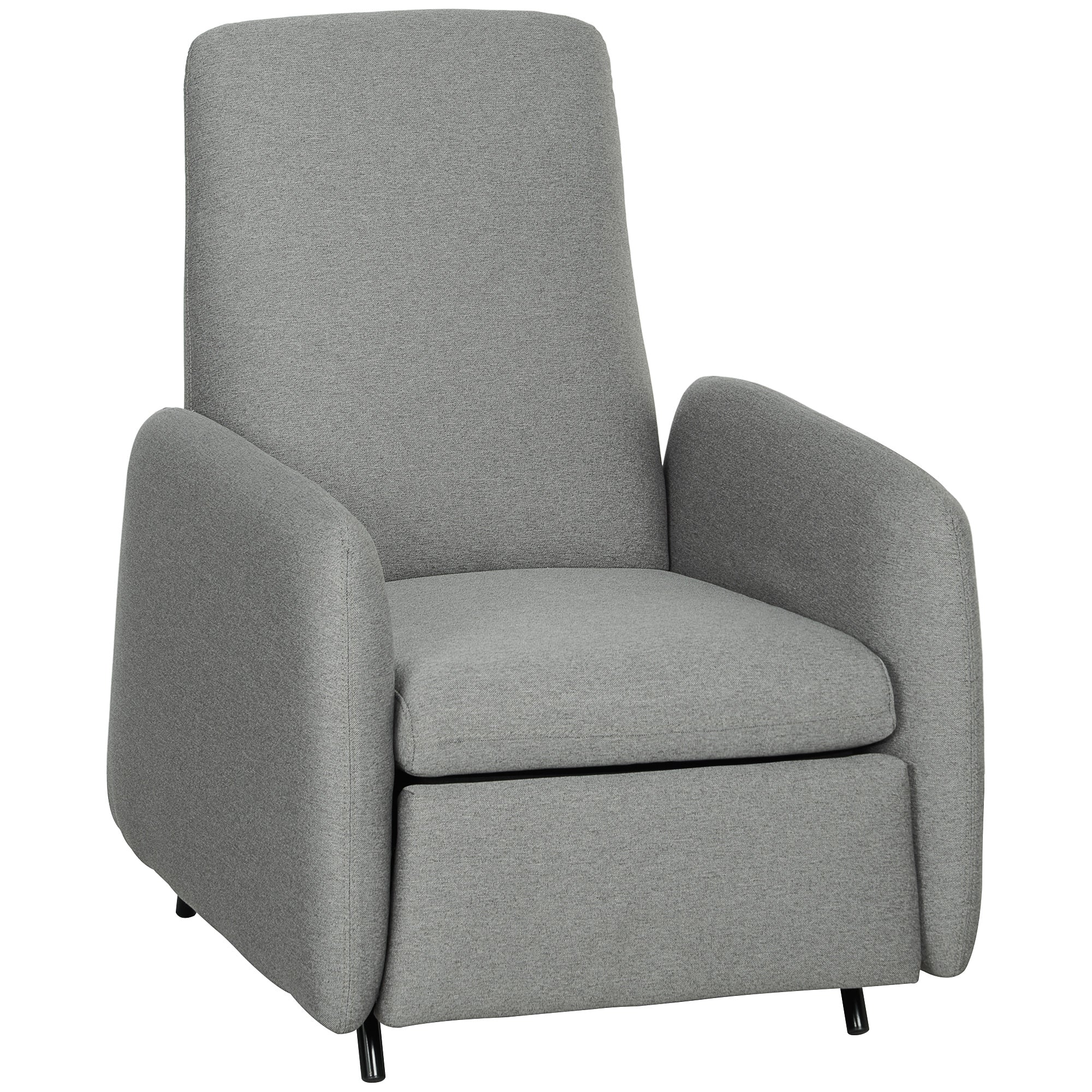 HOMCOM Push Back Recliner Armchair, Fabric High Back Reclining Chair with Adjustable Leg Rest and Pocket Spring Seat for Living Room, Bedroom, Home Office, Grey - North Peak Garden Furniture