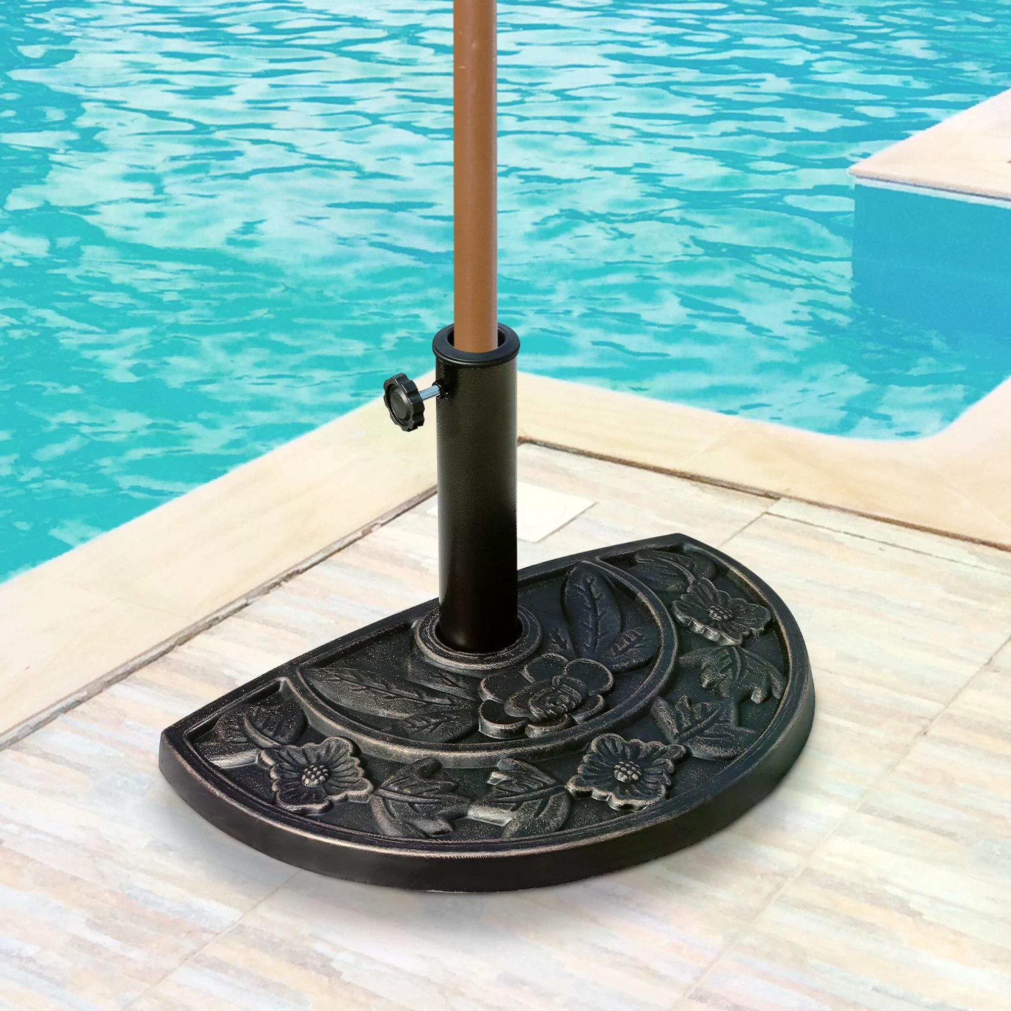 Outsunny Elegant Parasol Base: Heavy-Duty, Weather-Resistant Resin, Stylish Bronze Design