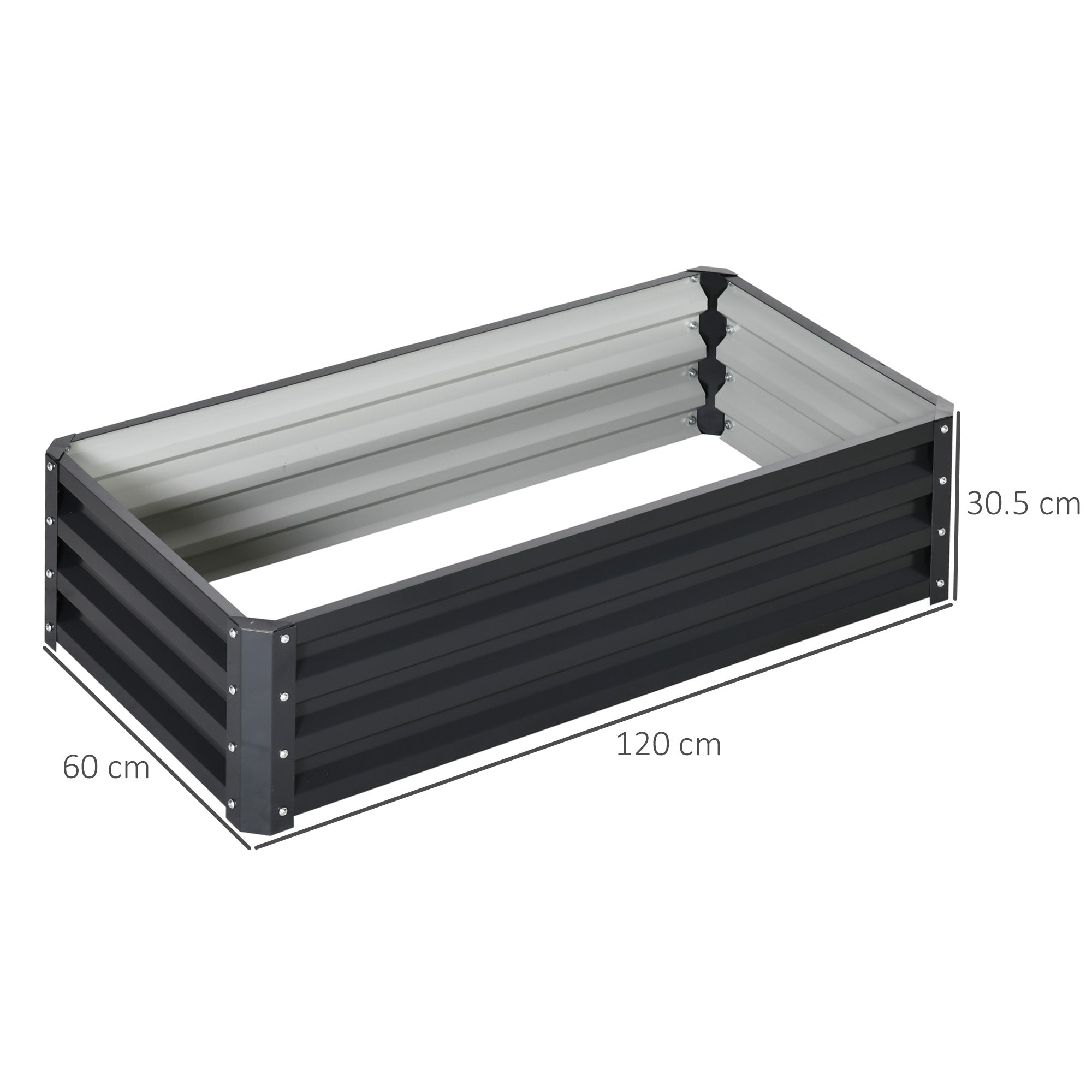 Outsunny Set of 2 Raised Beds for Garden, Galvanised Outdoor Planters for Herbs Vegetables, Use for Patio Balcony, Grey