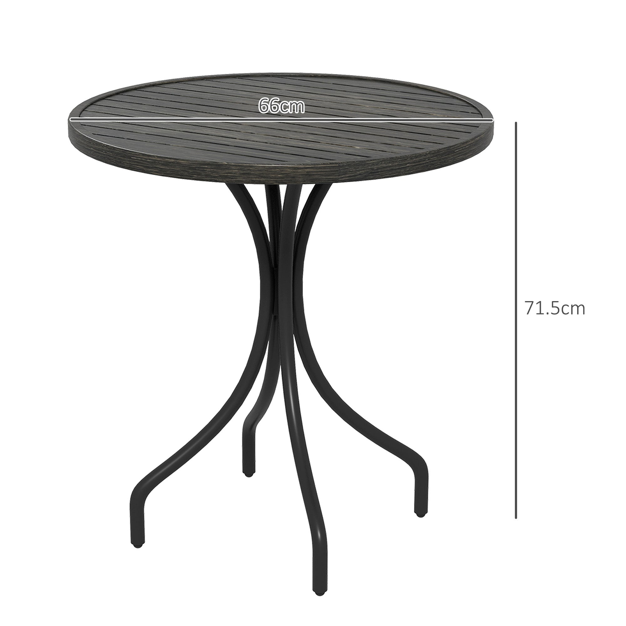 Outsunny Φ66cm Galvanised Steel Garden Table - Grey - North Peak Garden Furniture