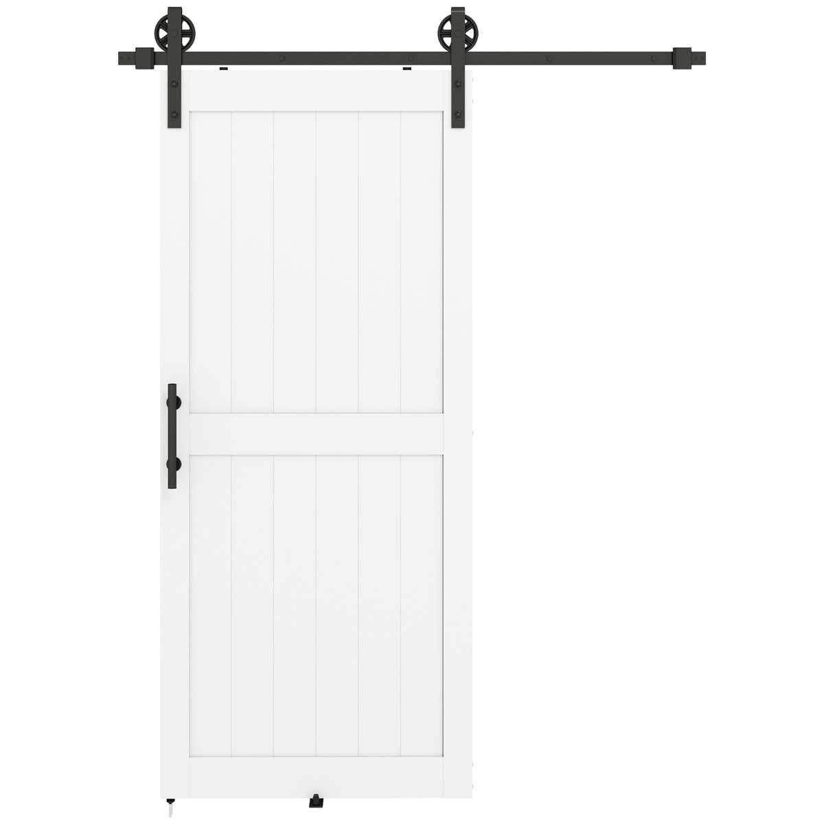 HOMCOM 183cm Sliding Barn Door Kit, Sliding Door with Track, Hardware, Upgraded Rollers and Floor Guide, Handle, White