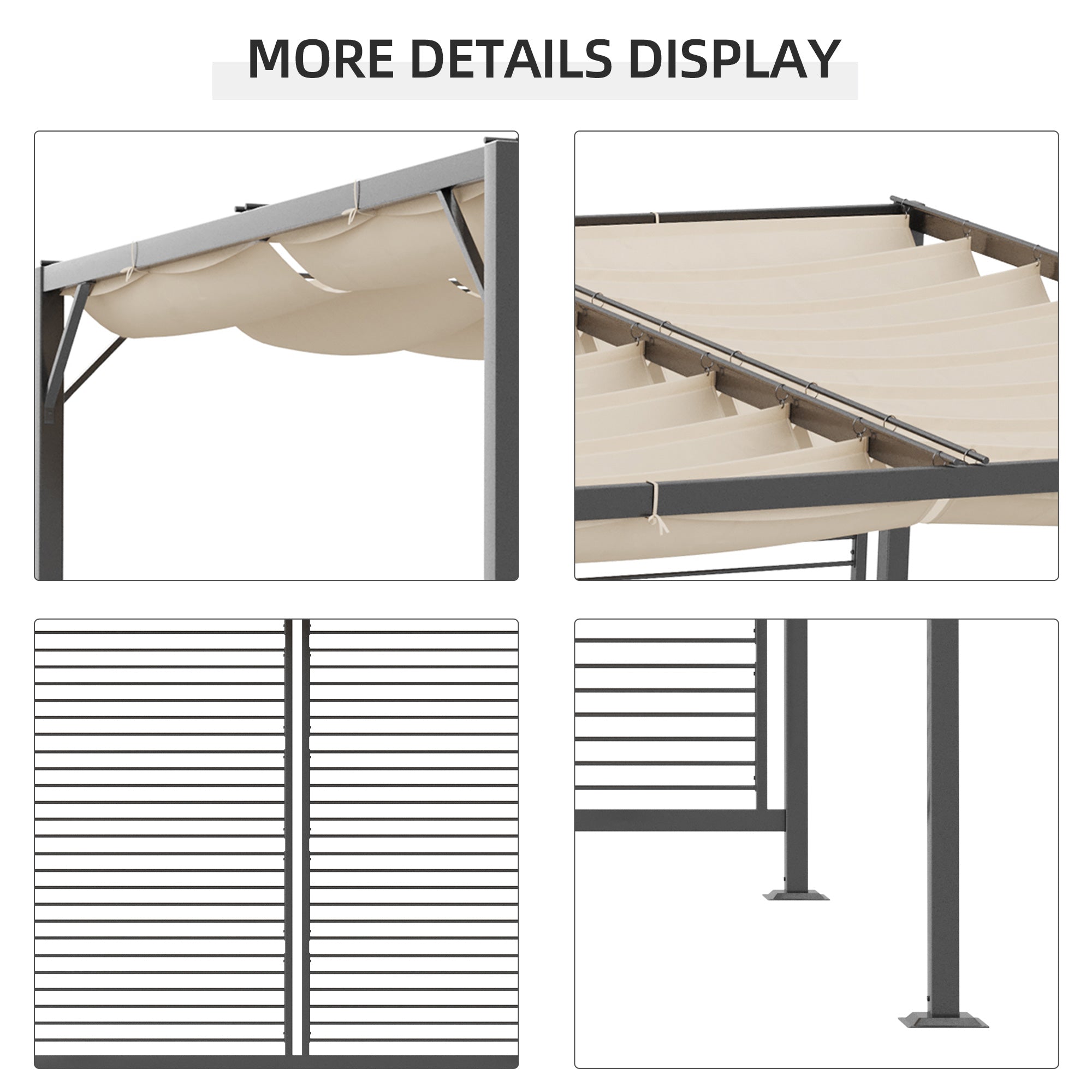 Outsunny 3 x 2.8m Metal Pergola, with Retractable Fabric Roof - Beige - North Peak Garden Furniture