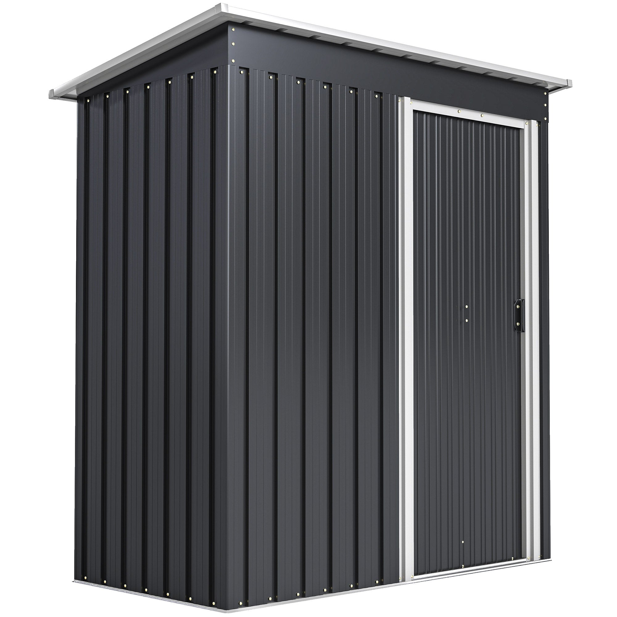 Outsunny 5 x 3ft Garden Storage Shed with Sliding Door and Sloped Roof Outdoor Equipment Tool Backyard, Black