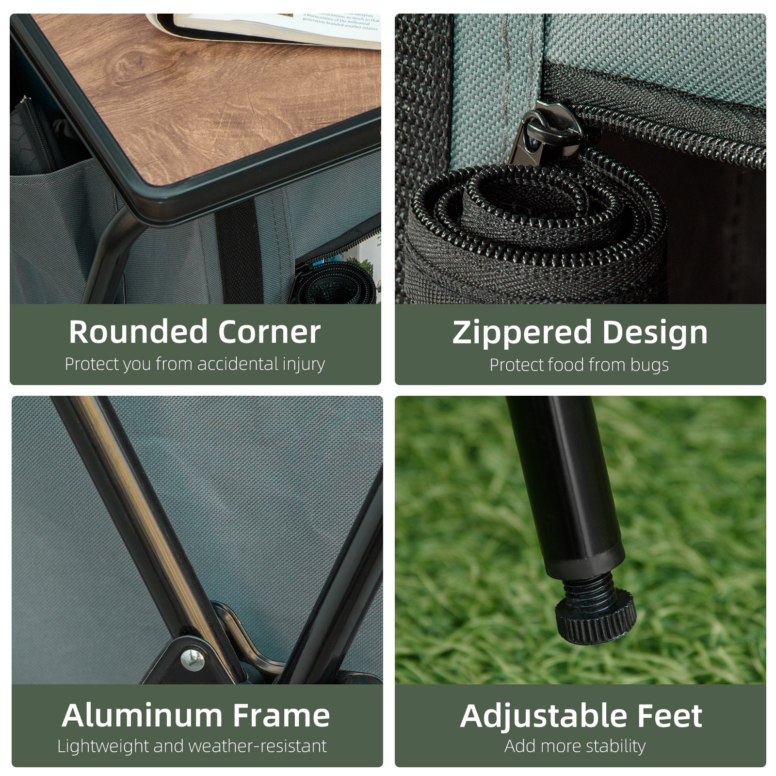Outsunny Camping Cupboard, Aluminium Foldable Camping Kitchen Station Cook Table with Storage Shelves and Carrying Bag for BBQ Party Picnic Backyard - North Peak Garden Furniture