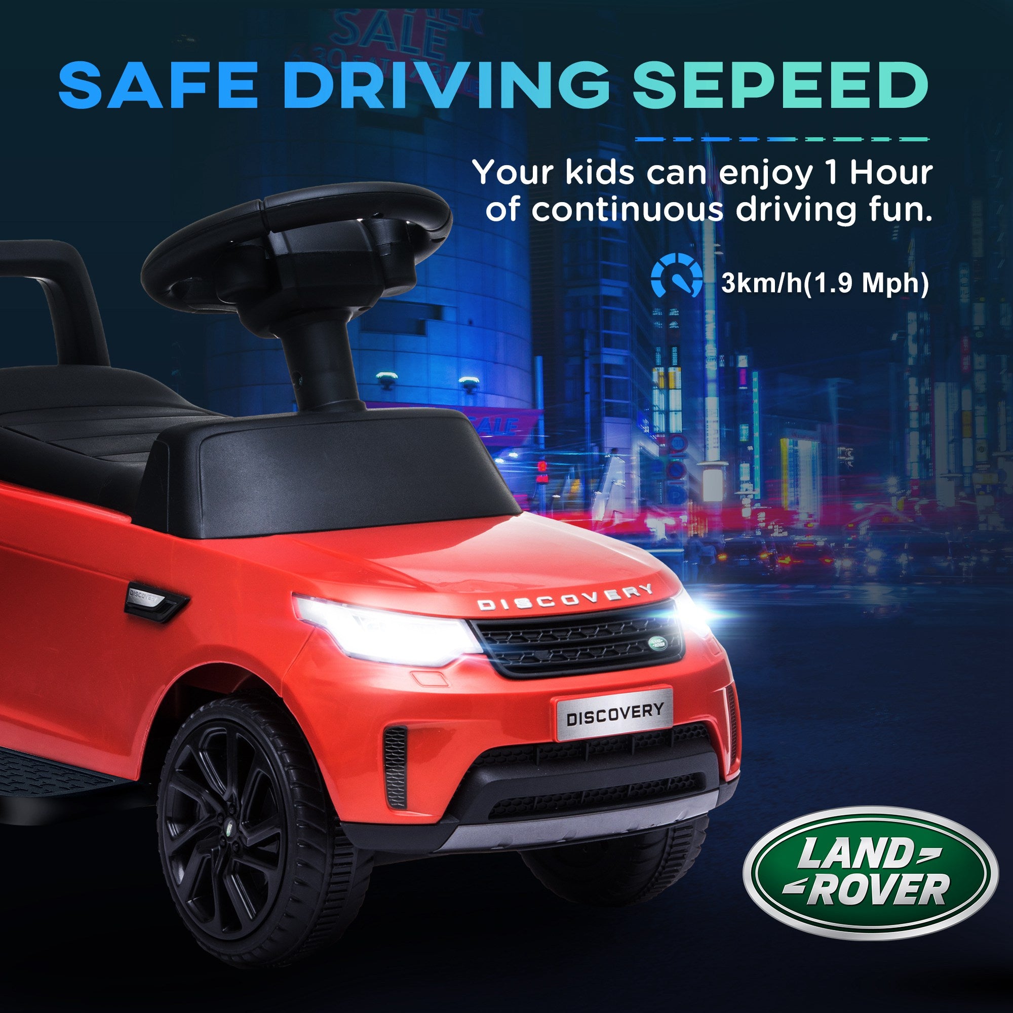 AIYAPLAY 2 in 1 Land Rover Licensed 6V Kids Electric Ride On Car Sliding Car w/ Headlights Music, for 18-60 Months Red