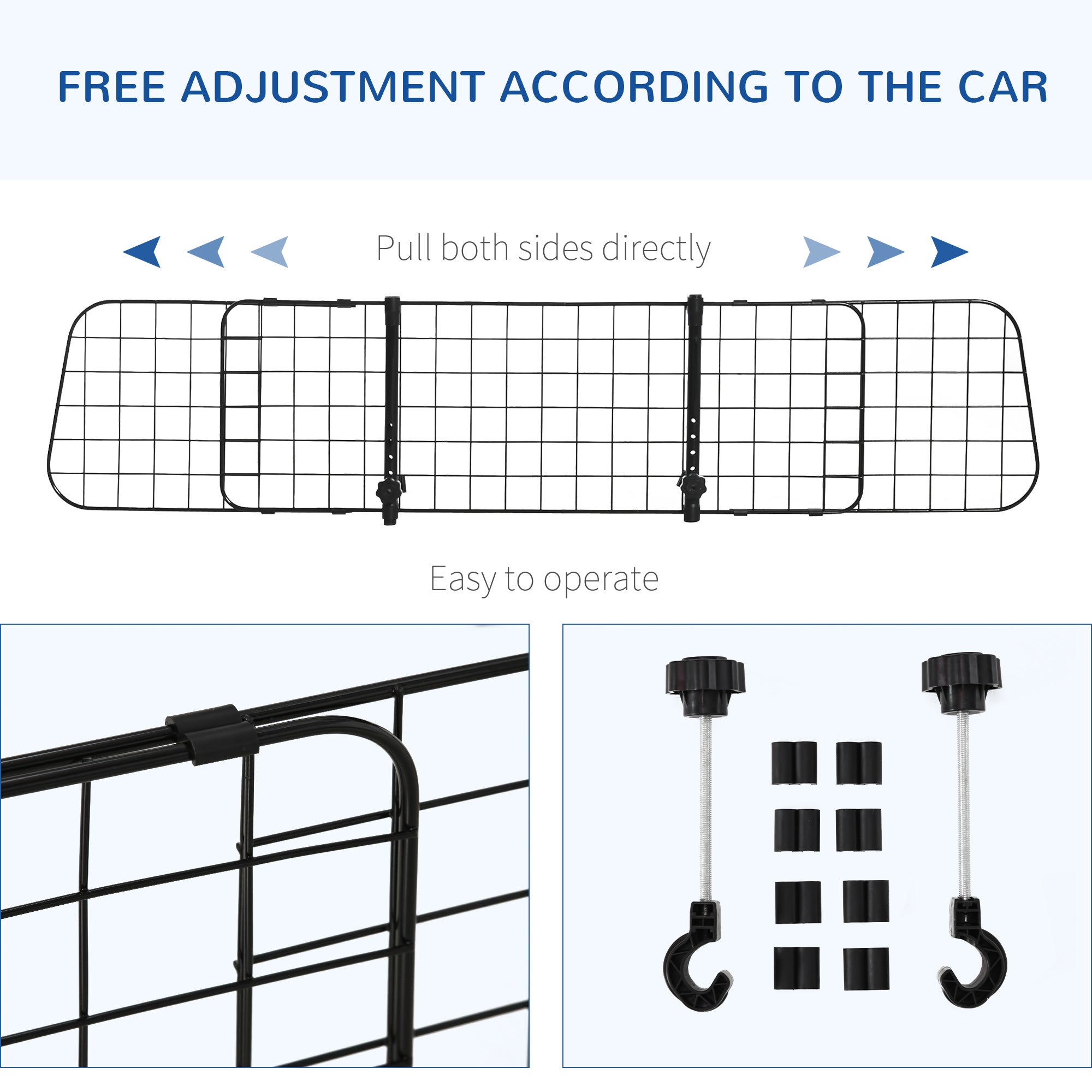 PawHut Heavy Duty Pet Dog Car Barrier Black - North Peak Garden Furniture