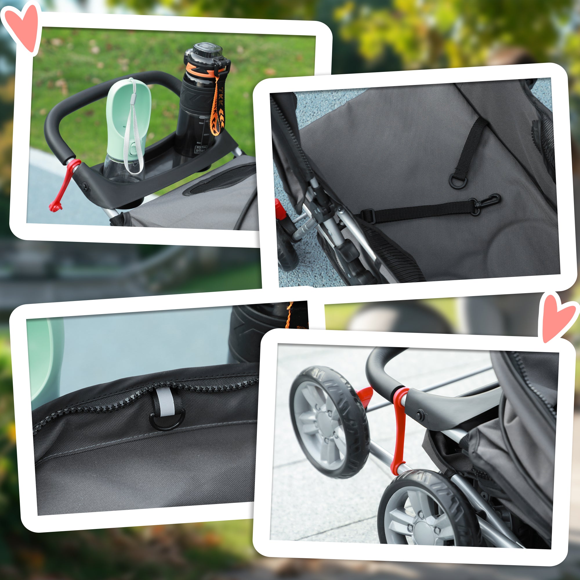 PawHut Foldable Pet Stroller for Small and Miniature Dog, Dark Grey - North Peak Garden Furniture