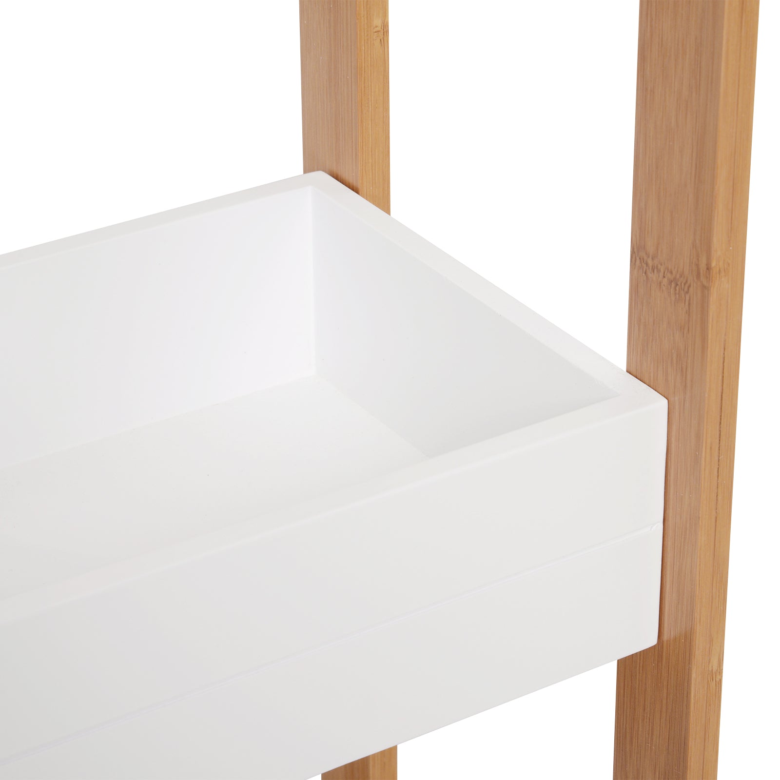 HOMCOM 3-Tier Bathroom Rack Storage Shelf Bamboo Organiser Shower Tower for Narrow Place - North Peak Garden Furniture