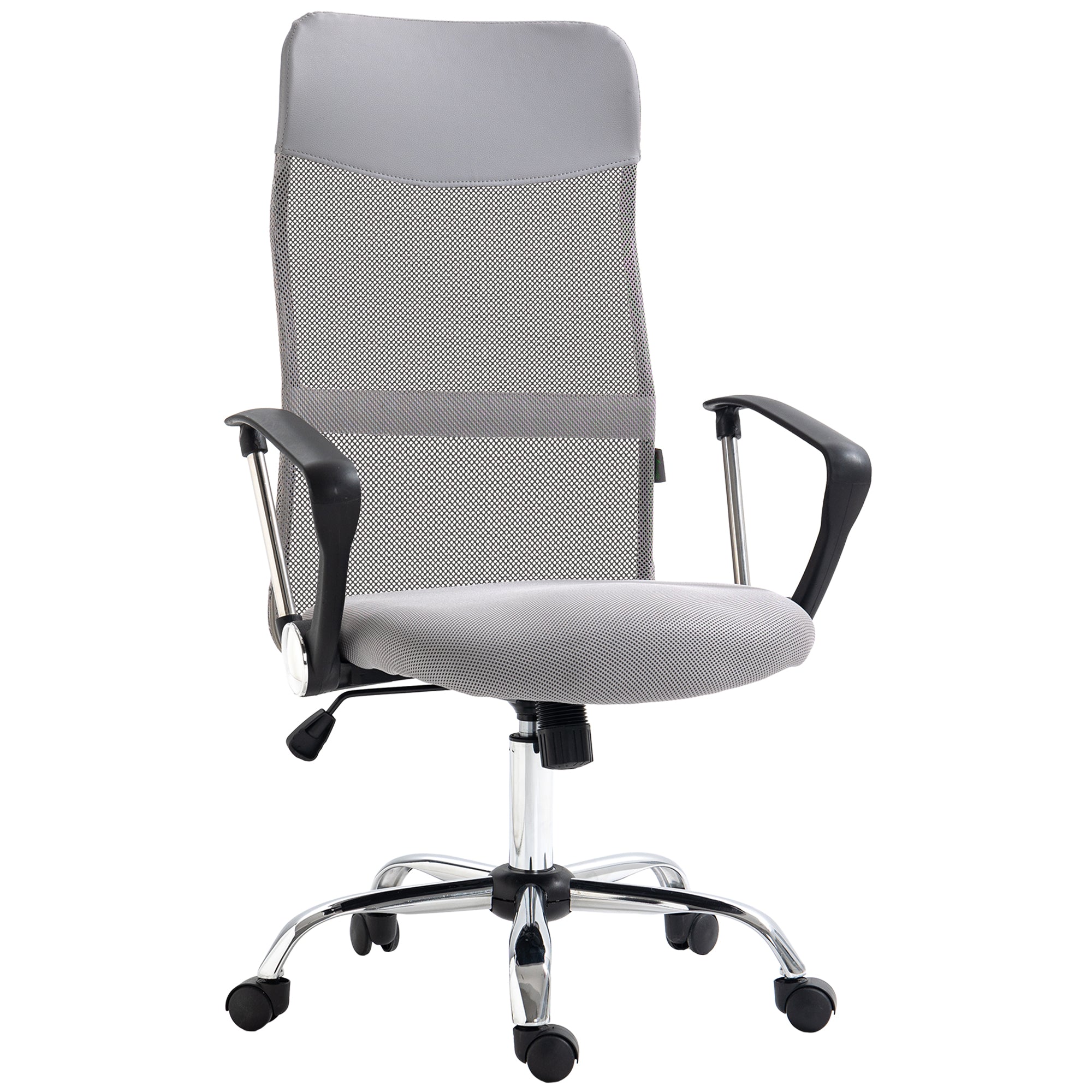 Vinsetto Ergonomic Office Chair Mesh Chair with Adjustable Height Tilt Function Light Grey - North Peak Garden Furniture