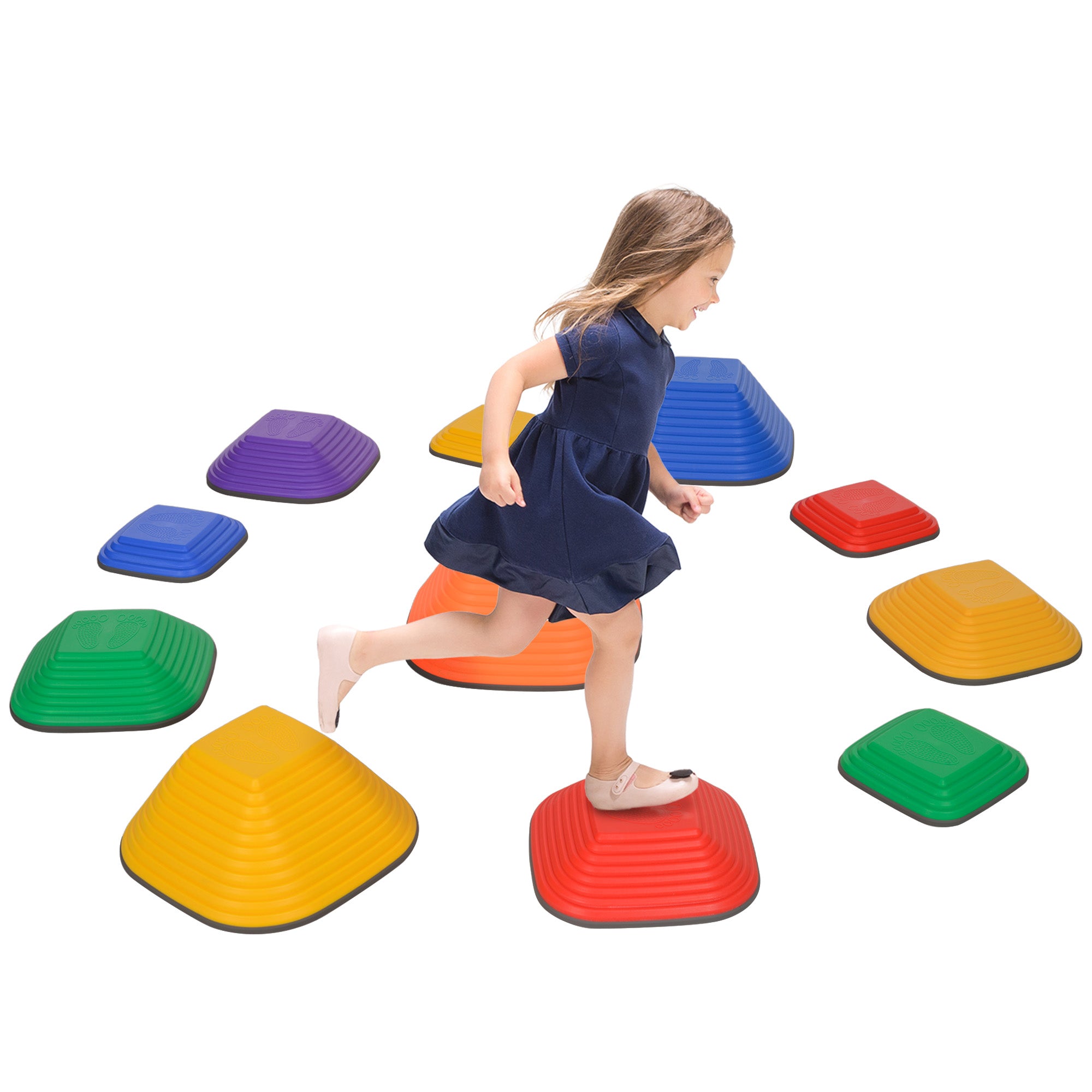 AIYAPLAY Balance Stepping Stones for Kids, 11PCs Non-Slip Stackable River Stones, Obstacle Courses for Balance & Motor Skills